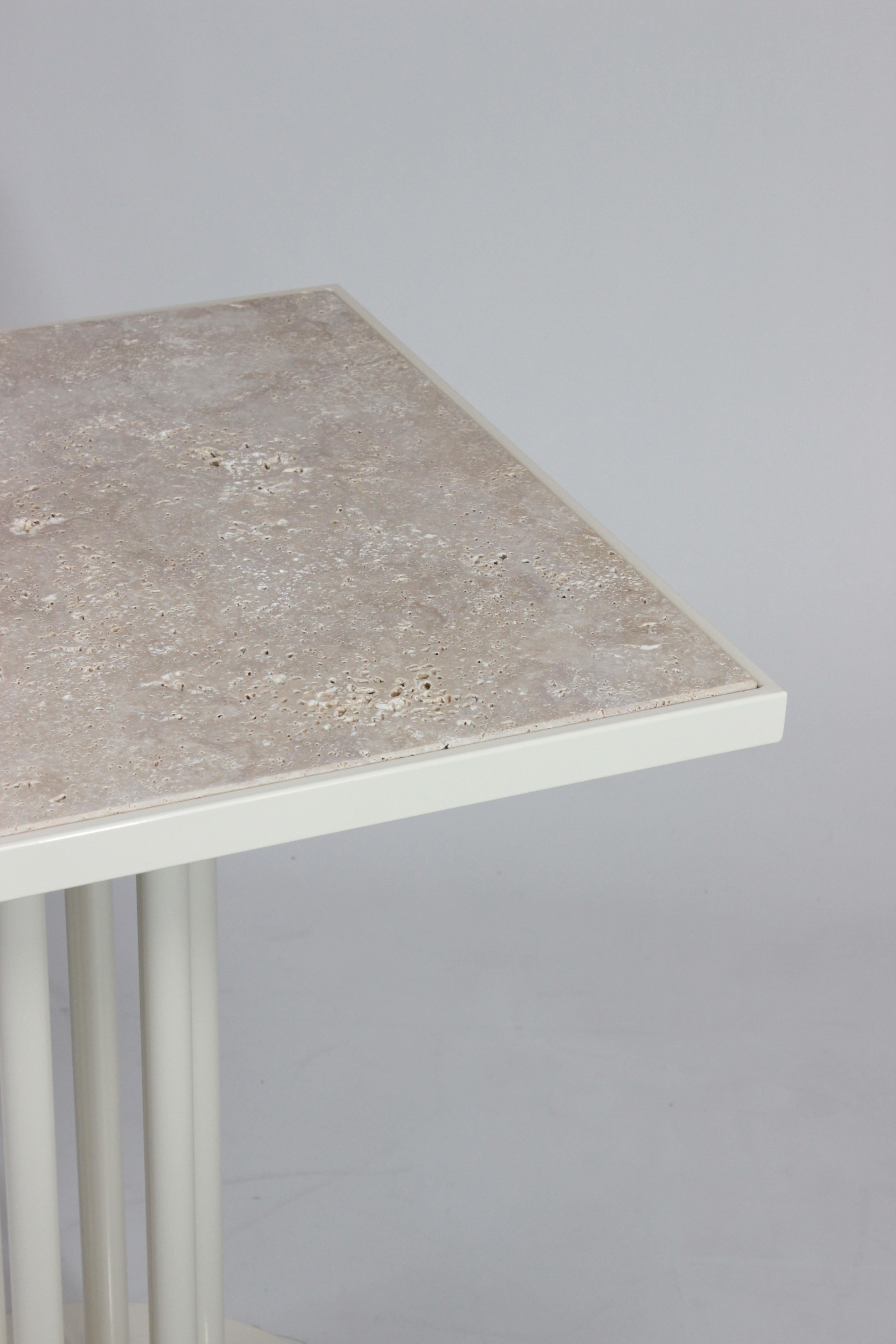 Dining Table Praga with Roma Feet and Travertine marble top In New Condition For Sale In Lisbon, PT