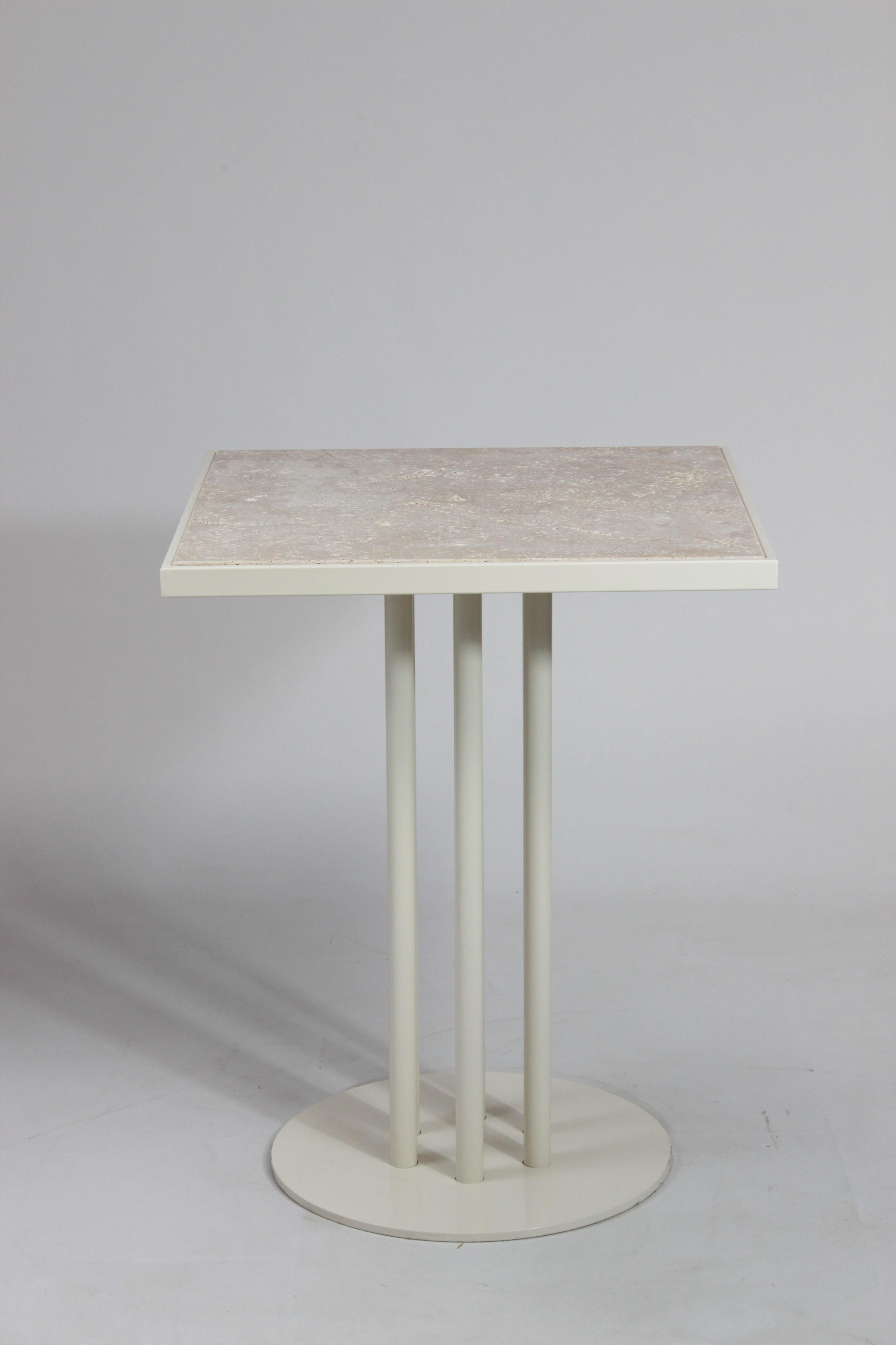Contemporary Dining Table Praga with Roma Feet and Travertine marble top For Sale