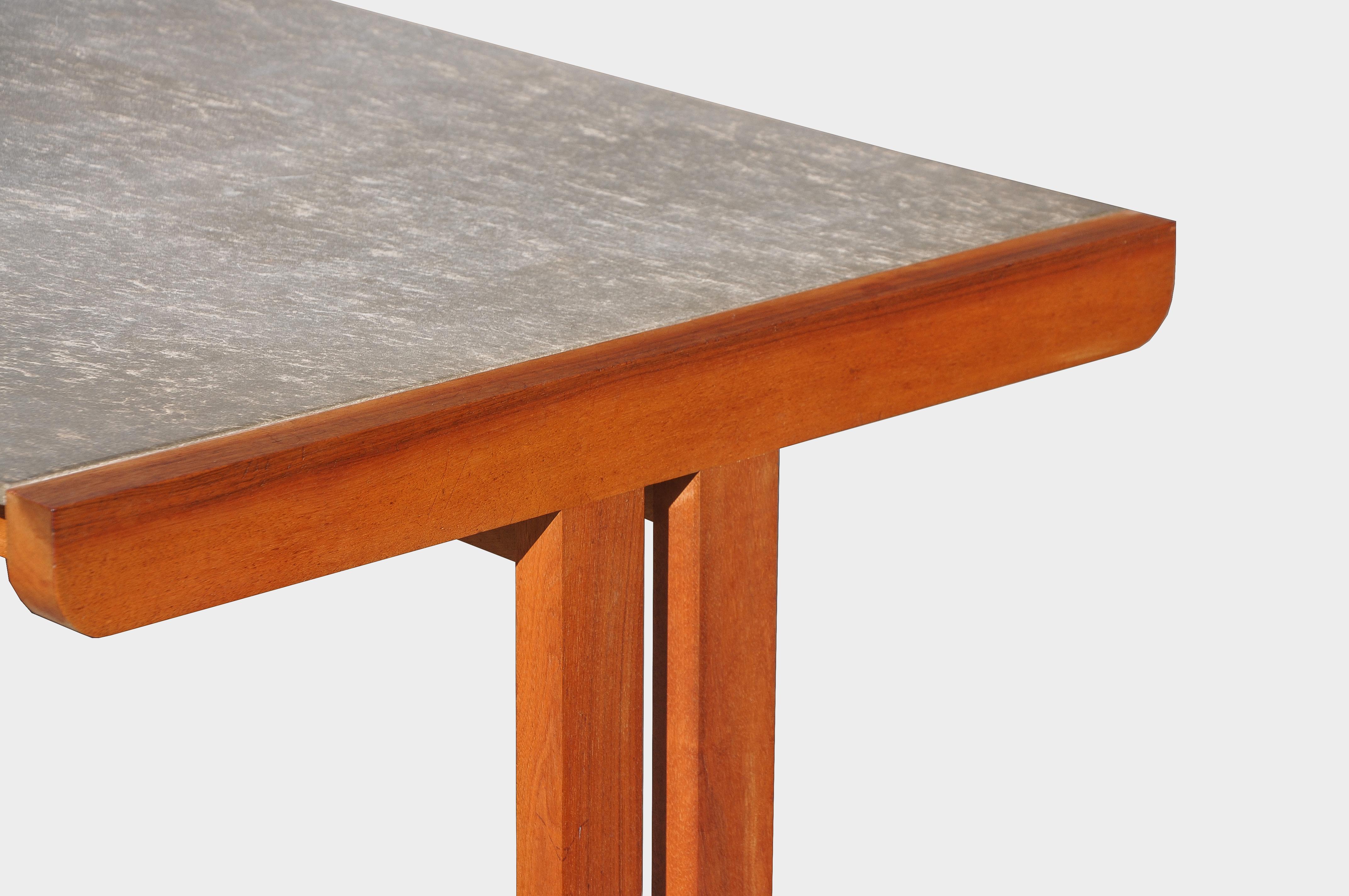 Swiss Dining Table Prototype by Benedikt Rohner Made of Walnut and Fibre Cement, 1955 For Sale