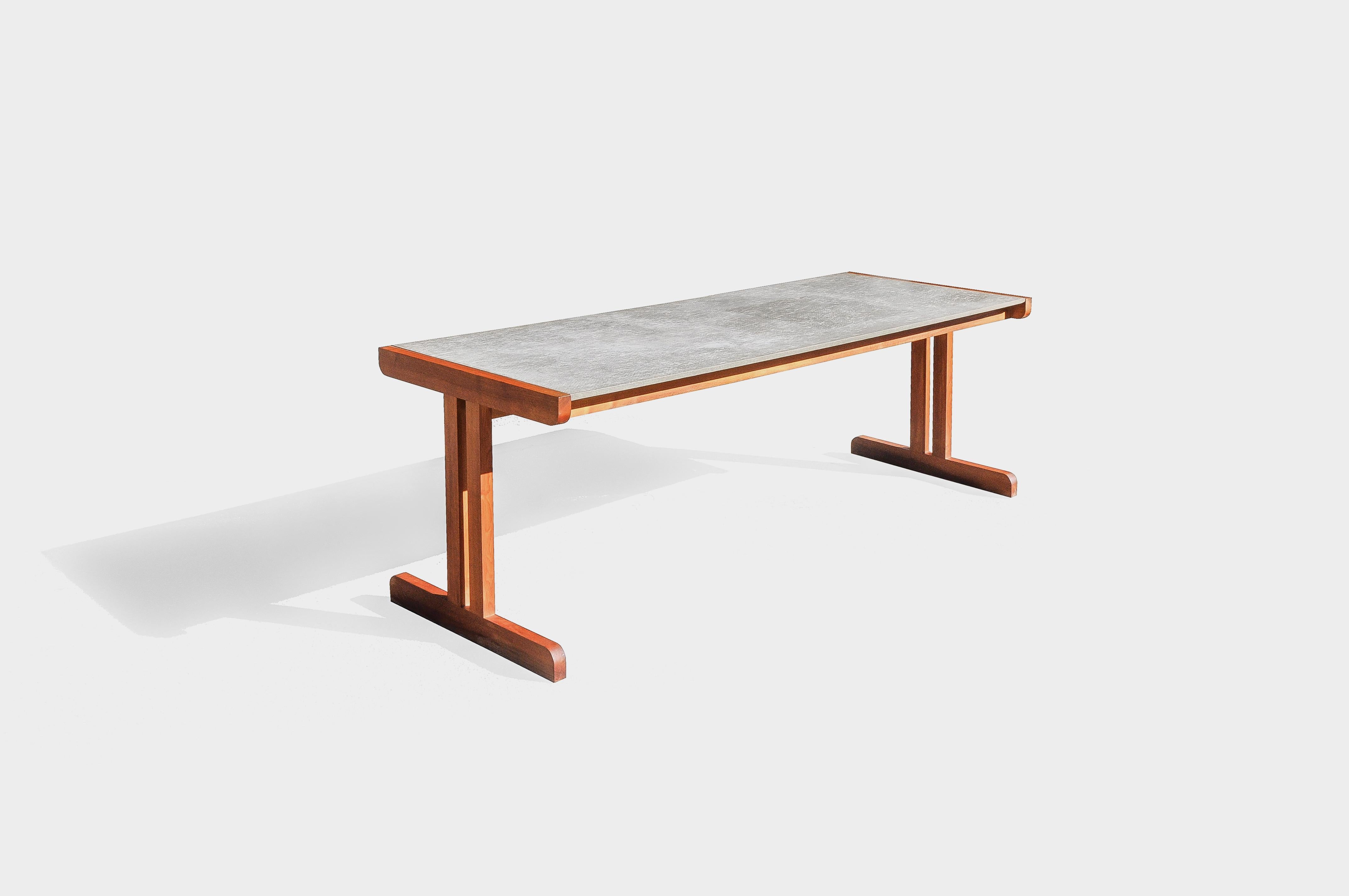 Veneer Dining Table Prototype by Benedikt Rohner Made of Walnut and Fibre Cement, 1955 For Sale