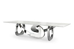 Dining Table Rings Mirror Steel Black Maruquina Marble Collectible Design Italy