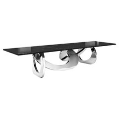 Dining Table Rings Mirror Steel Black Maruquina Marble Collectible Design Italy