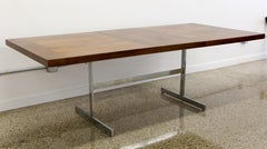Dining Table, Rosewood with 1 Leaf Extension on Chrome Base by Alfred Hendrickx