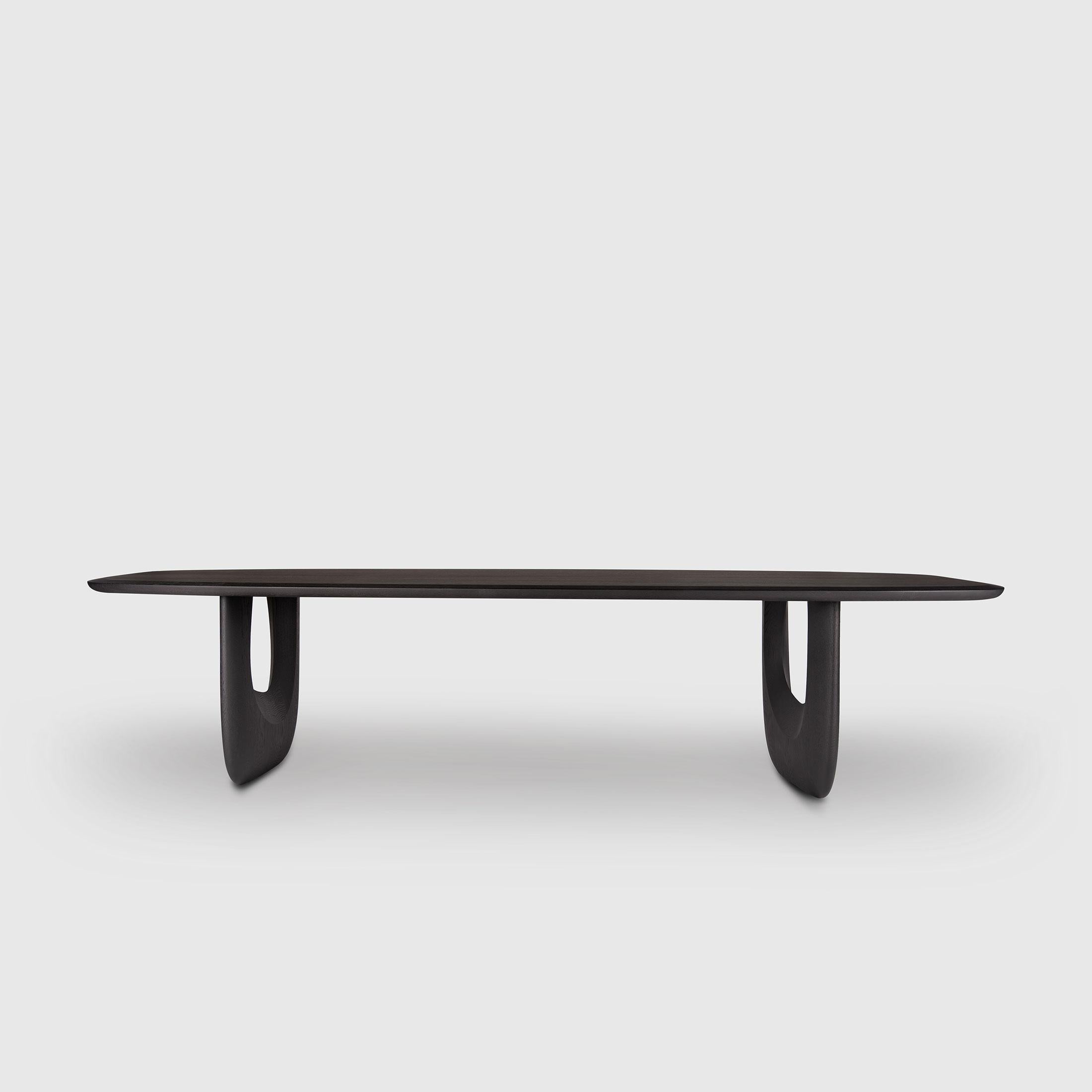 'Savignyplatz' Dining Table by Man of Parts
Signed by Sebastian Herkner 

Solid oak wood 

Finishes available: 
- Black 
- Mist
- Ivory
- Nude 
- Whiskey

Dimensions available:
Widths from 220 to 500cm by 20cm increments

Model shown: Black oak, H.