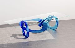 Dining Table Sculpture Steel Mirror Blue Gradient Special Coloring Customizable