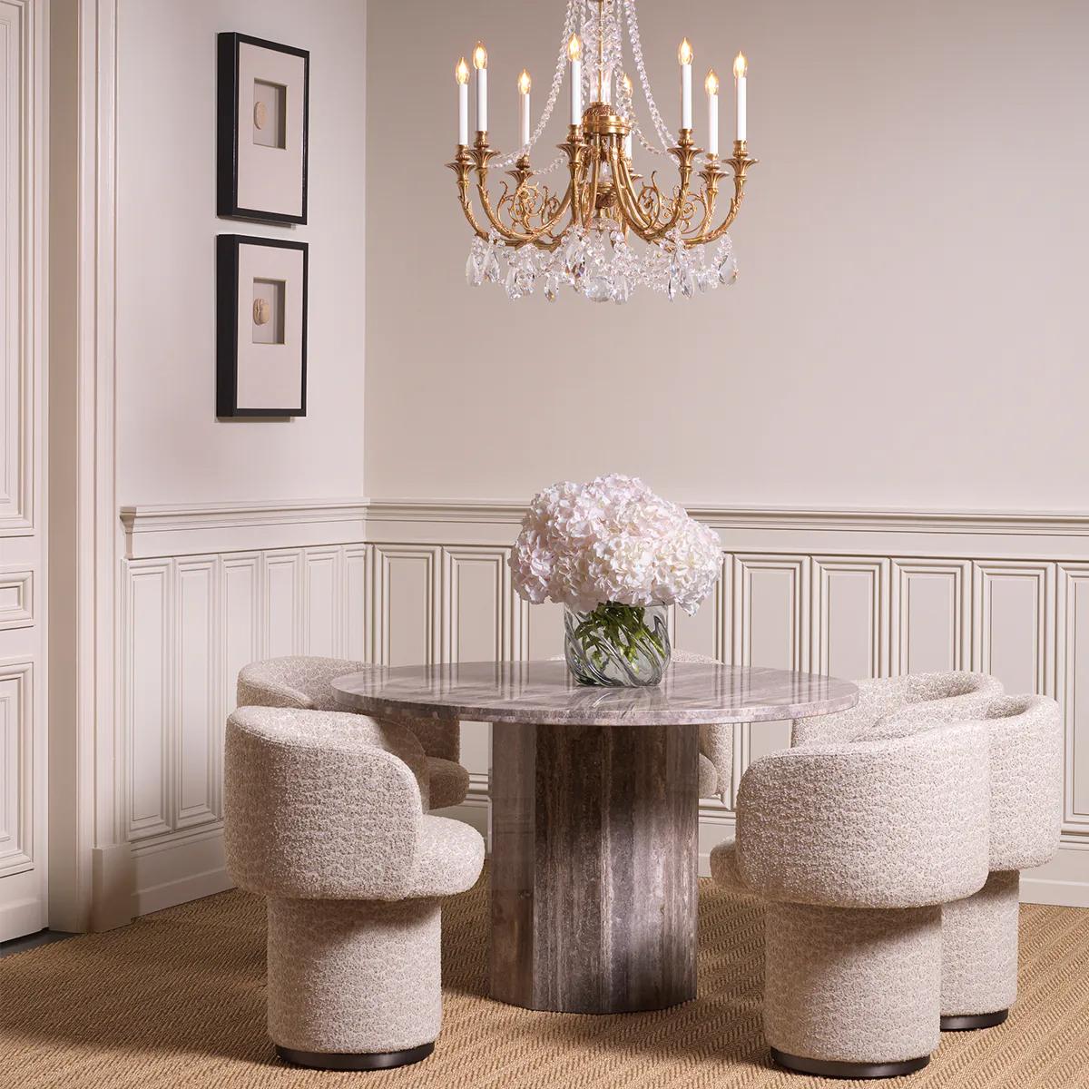 Moderne Dining Table – Silver Travertine stone en vente