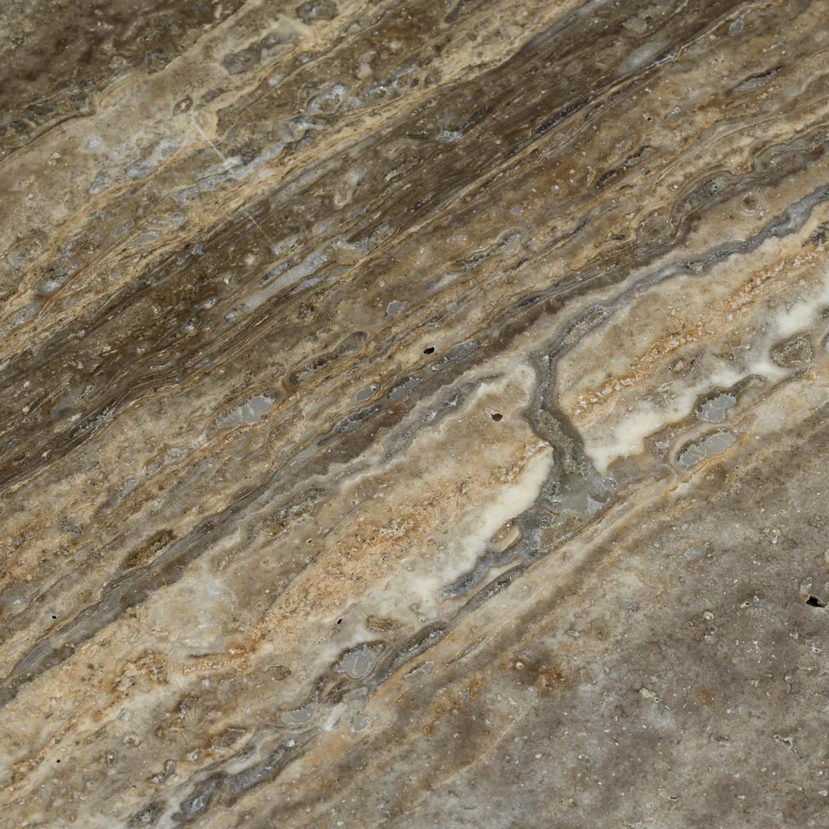 Pierre Dining Table – Silver Travertine stone en vente