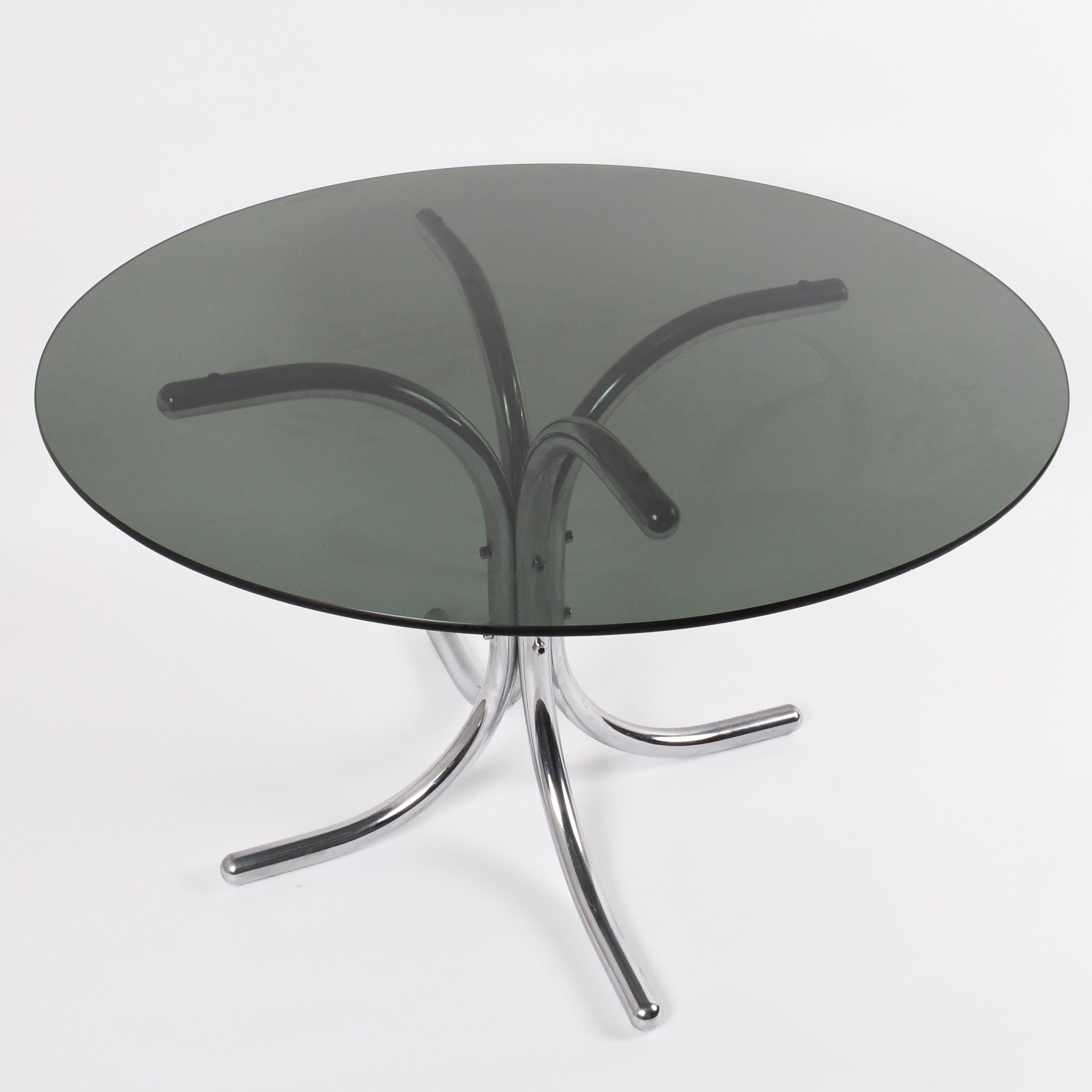 round smoked glass dining table