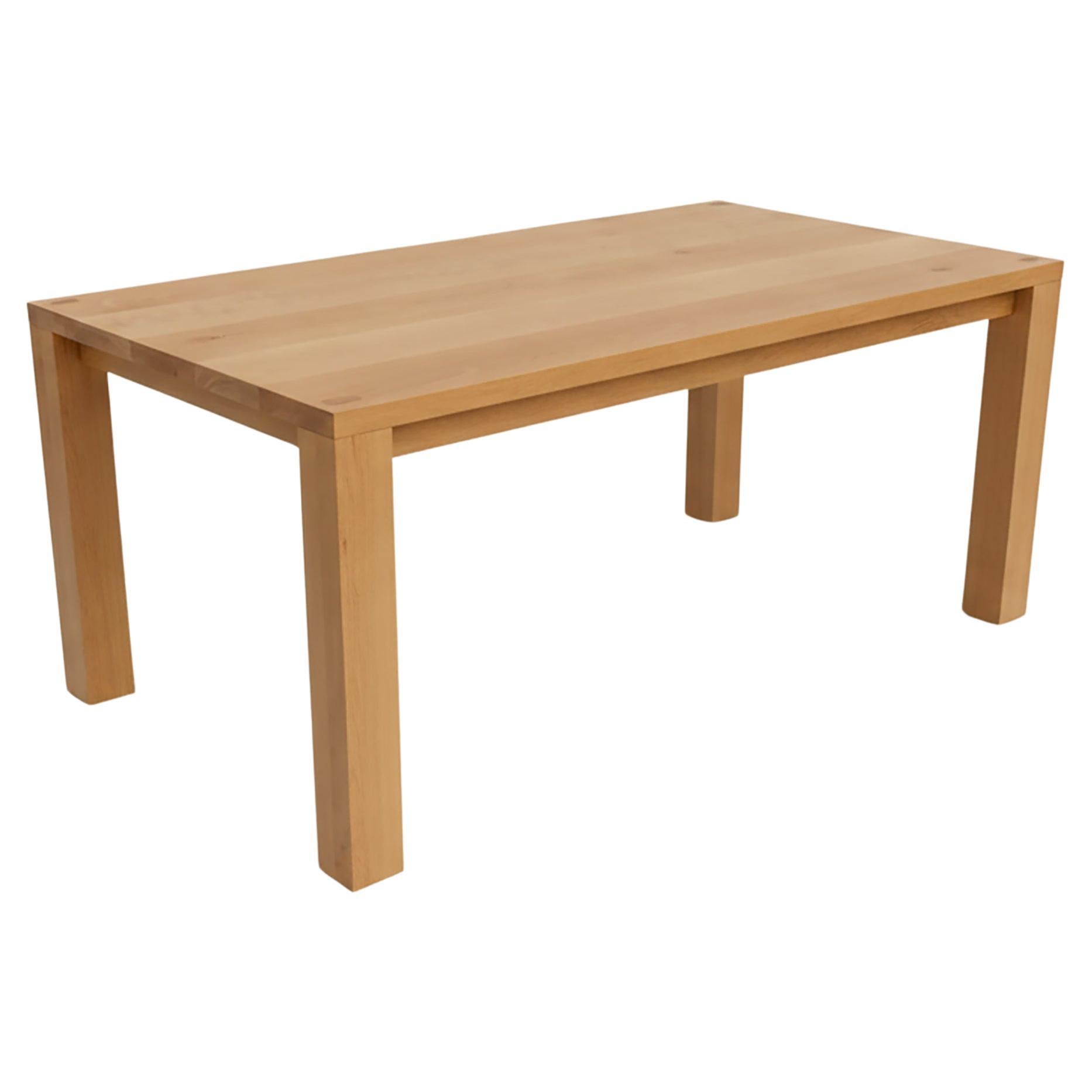 Handcrafted Minimalist Solid Beech Dining Table by Studio Yann Gandon For Sale