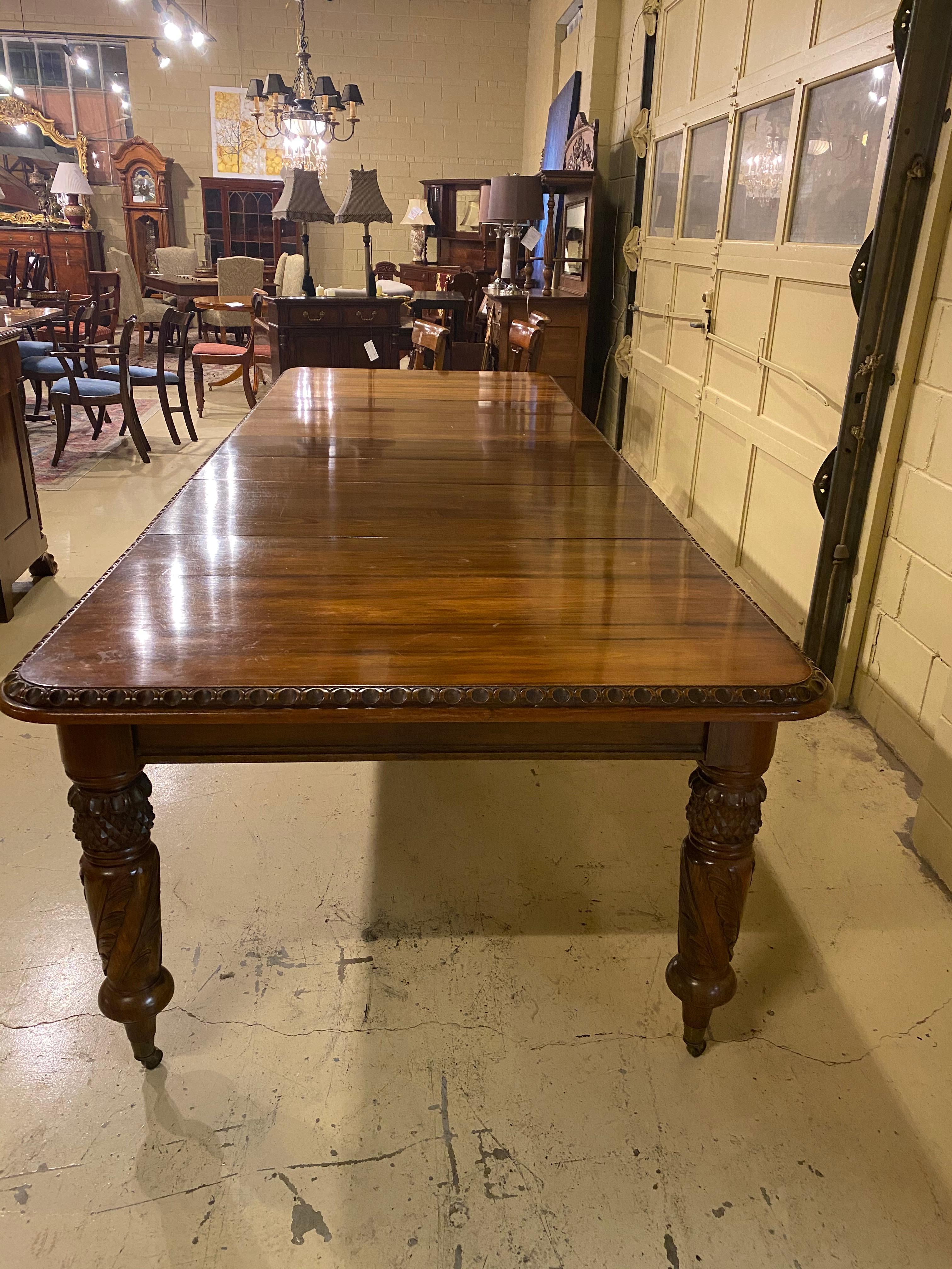 Canadian Dining Table Solid Walnut 19th Century Style, Large Table