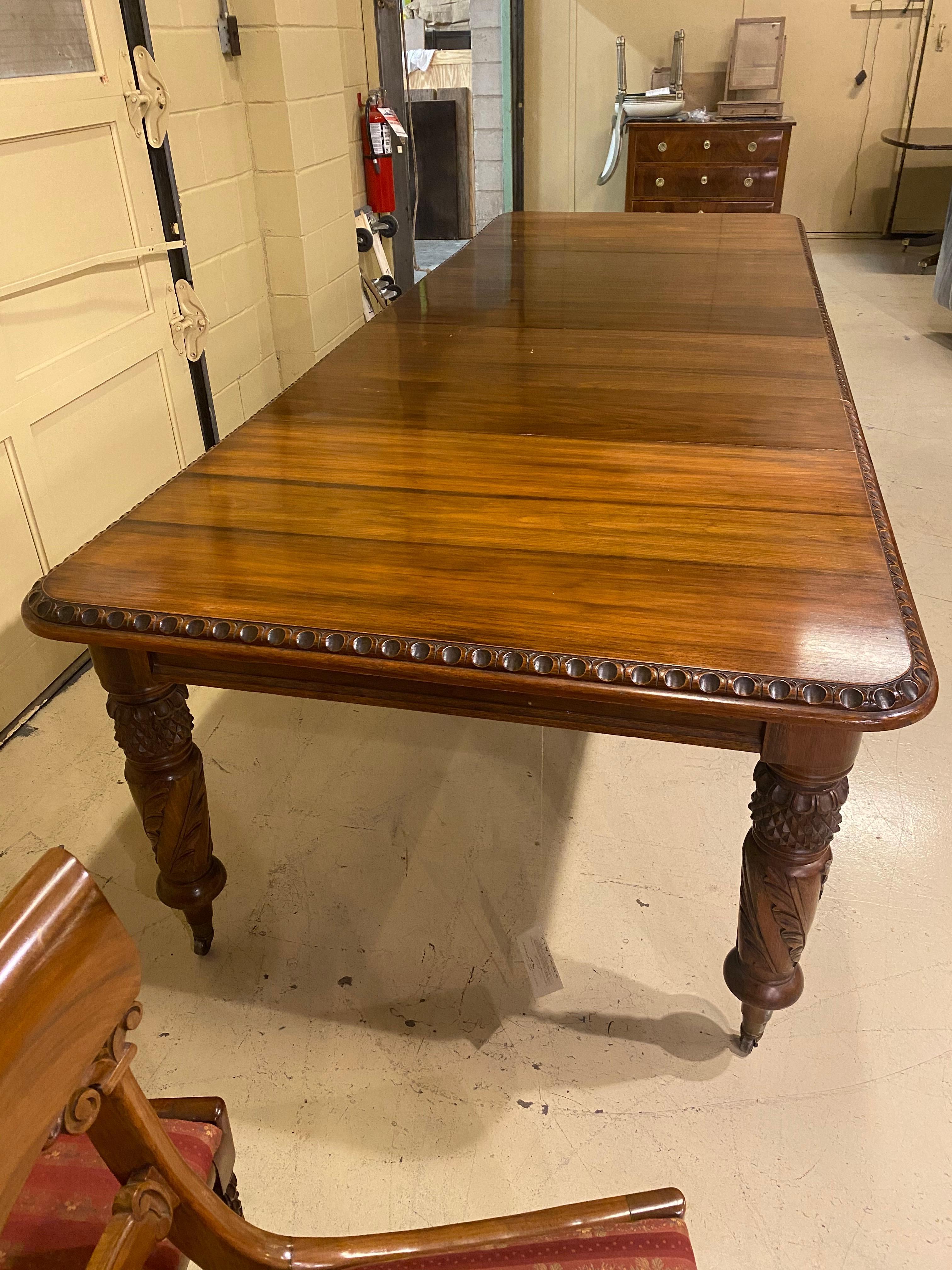 Dining Table Solid Walnut 19th Century Style, Large Table In Fair Condition In Toronto, CA