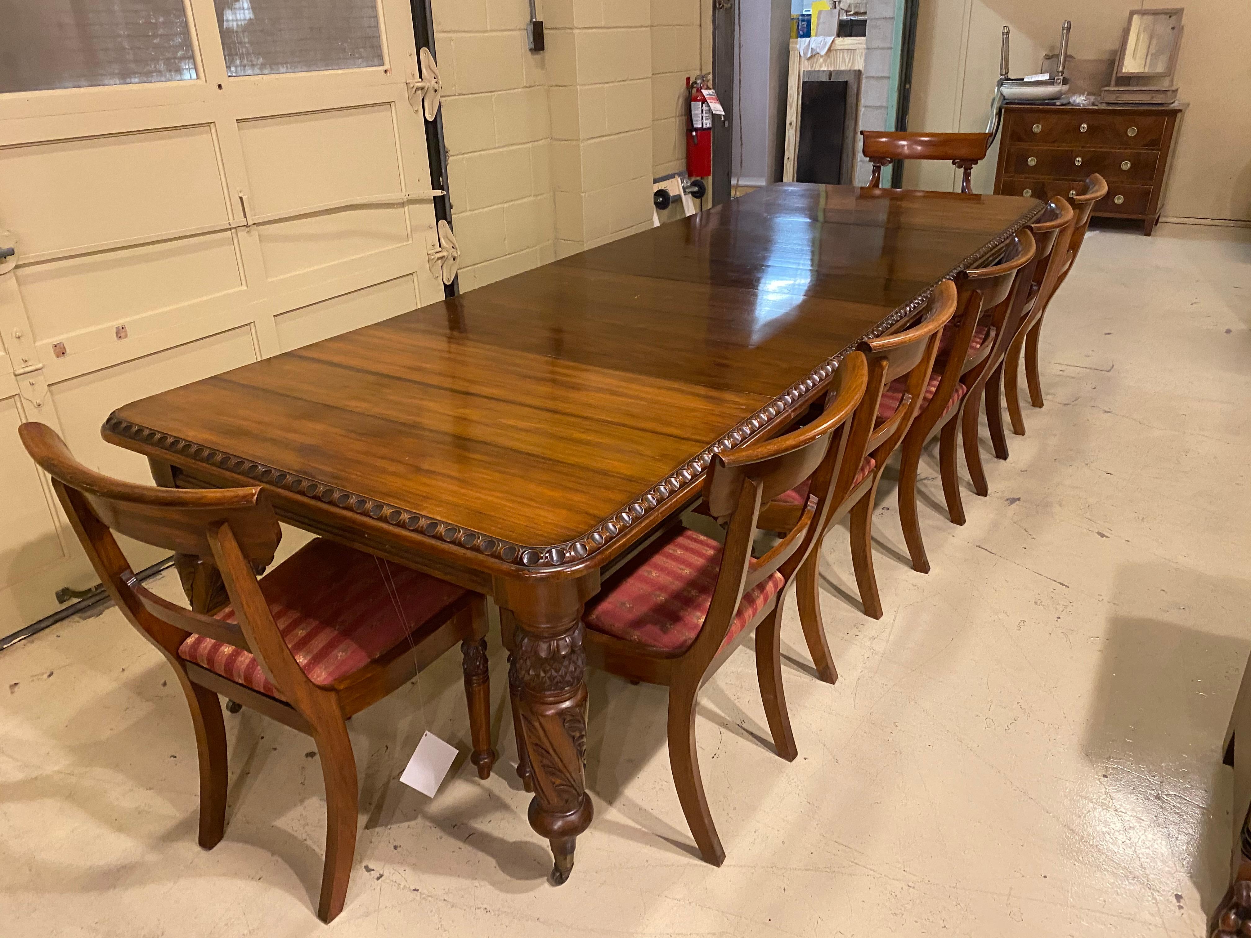 20th Century Dining Table Solid Walnut 19th Century Style, Large Table