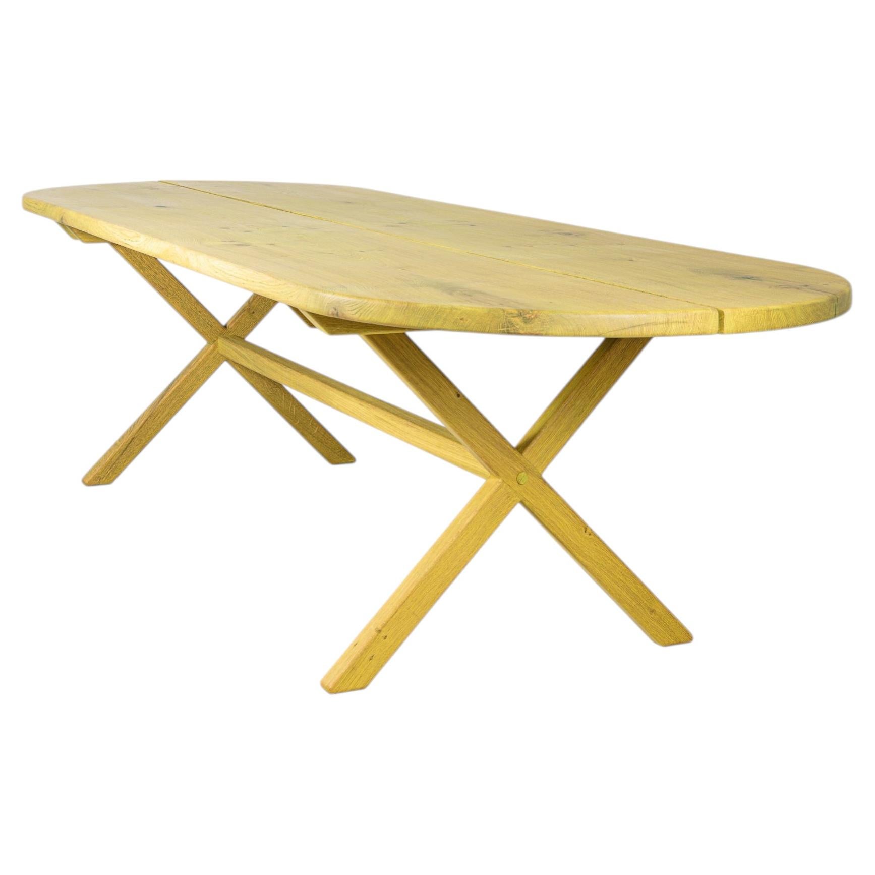 Dining Table, Solid Yellow Oak, Contemporary Danish Design, Handcrafted