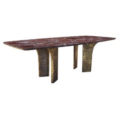 Mesa de comedor- SOLSTICE- Bronce fundido, tablero a medida, Galería Cinabre