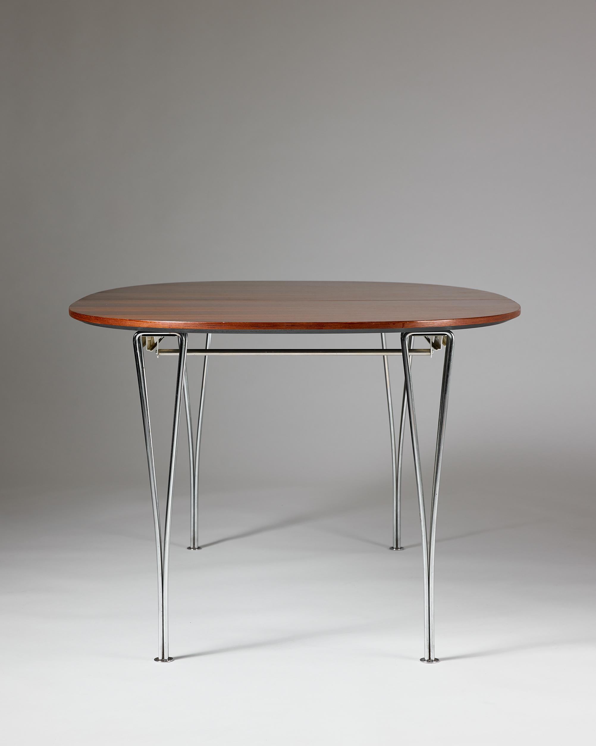 Metal Dining table Superellips Designed by Bruno Mathsson 1960s For Sale