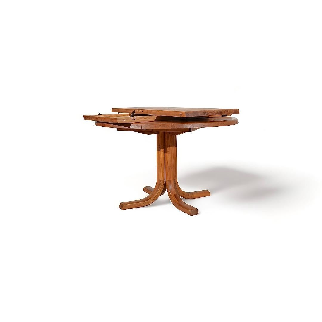Mid-Century Modern Dining table T40 in Elm, Pierre Chapo, Seltz, France, 1970's