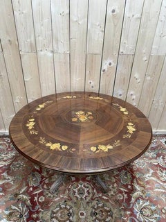 Dining Table - Tilt-top Guéridon with Marquetry Napoleon III Style