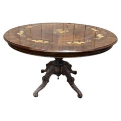 Dining Table - Tilt-top Guéridon with Marquetry Napoleon III Style