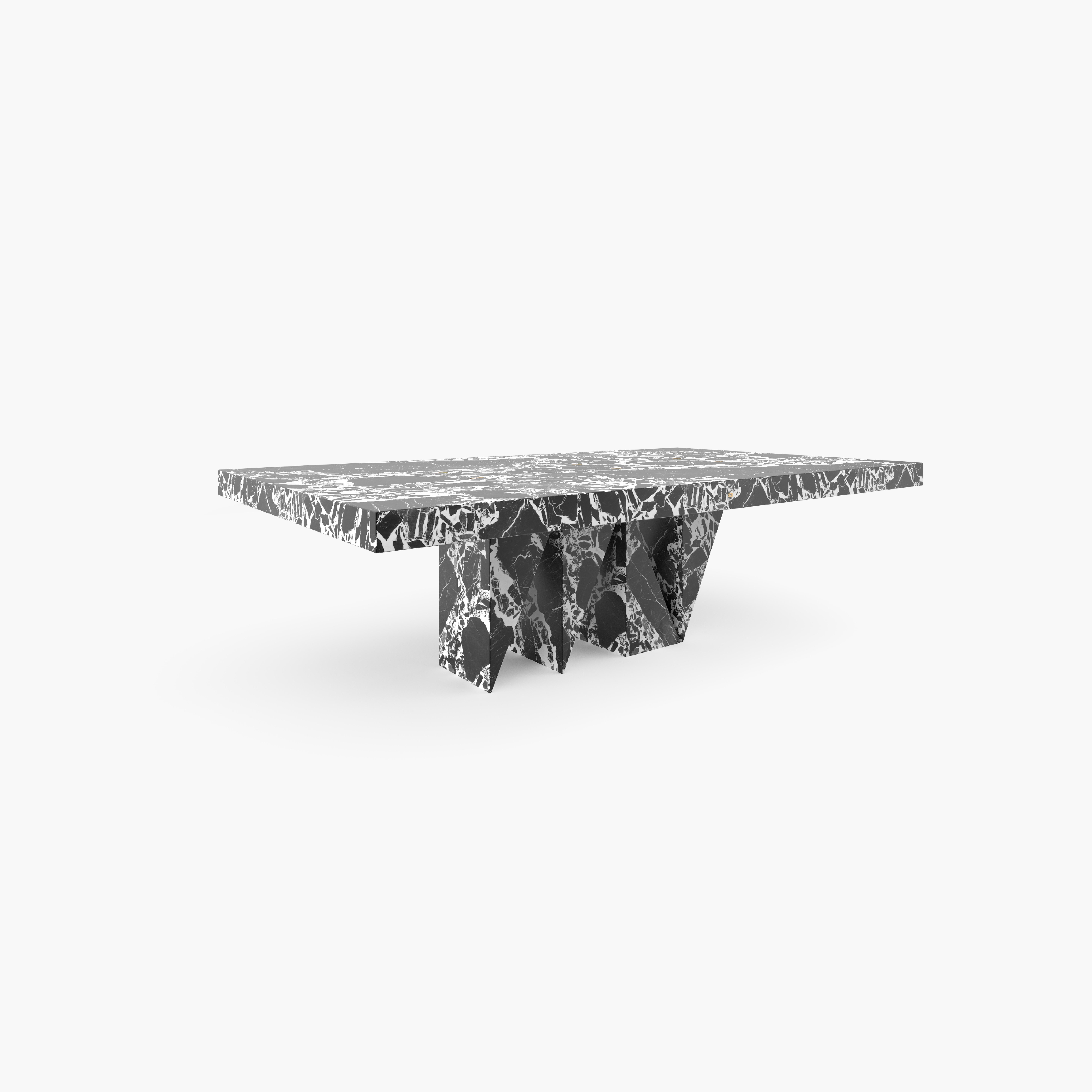 XXIe siècle et contemporain Table de salle à manger en marbre noir 260x142x71cm pied milieu triangulaire, Handcraft, pc1/1 en vente