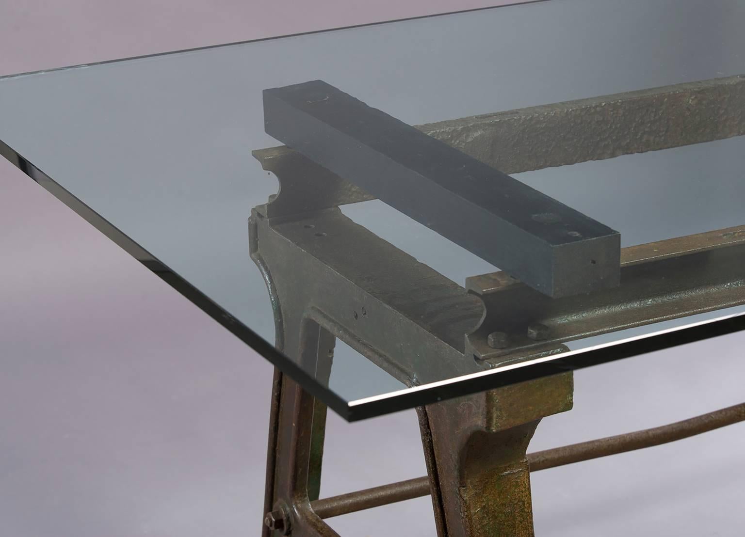 glass industrial dining table