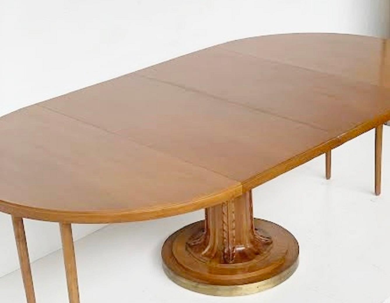Dining table with 2 extensions by T.H. Robsjohn-Gibbings Klismos for Saridis, Greece, circa 1960s.