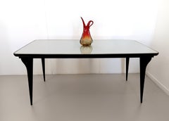 Dining Table with a Pale Green Glass Top in the style of Carlo De Carli, Italy