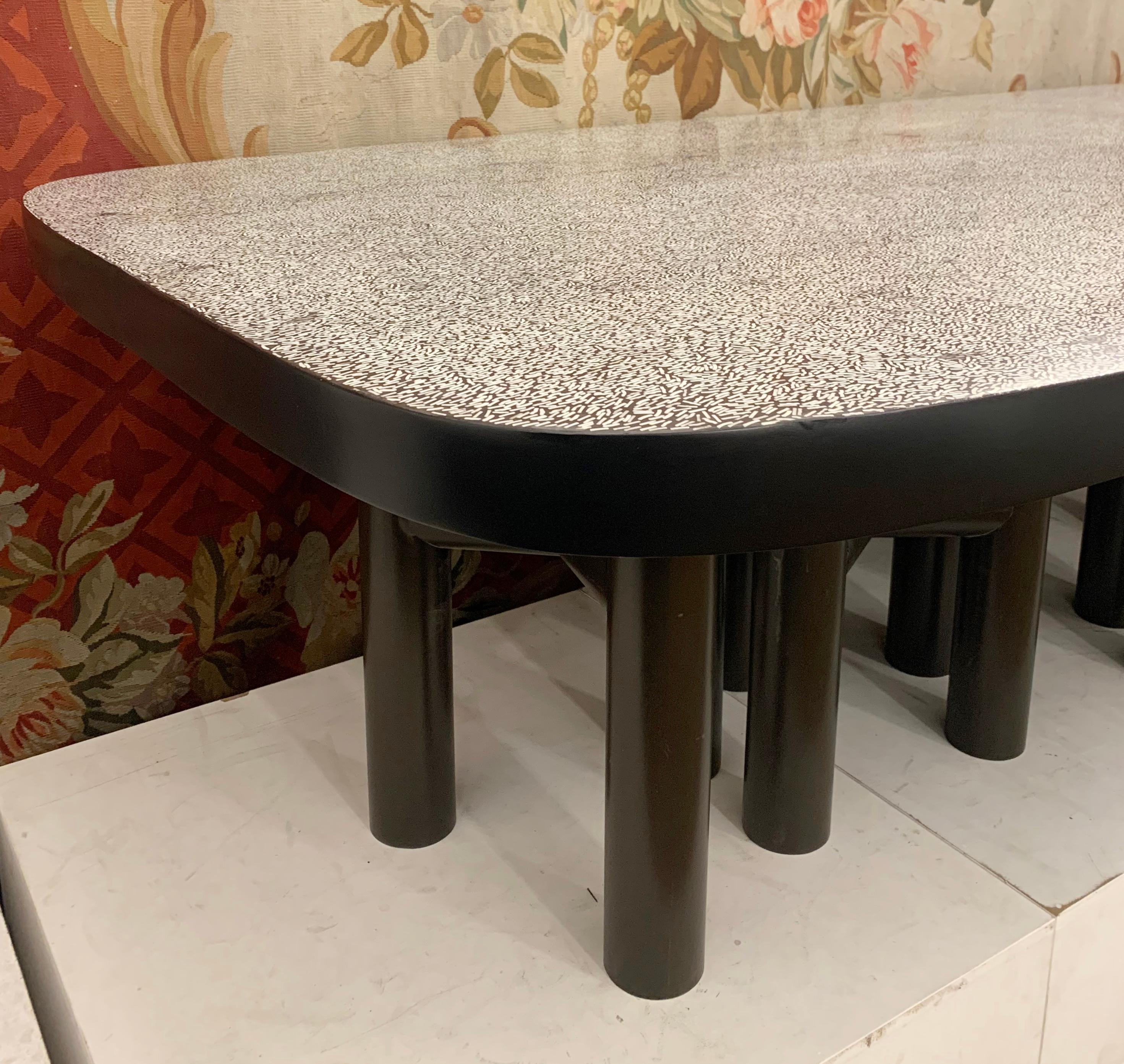 Dining Table with Bone Buttons and Resin by Ado Chale, Belgium, 1970s In Good Condition In Brussels, BE