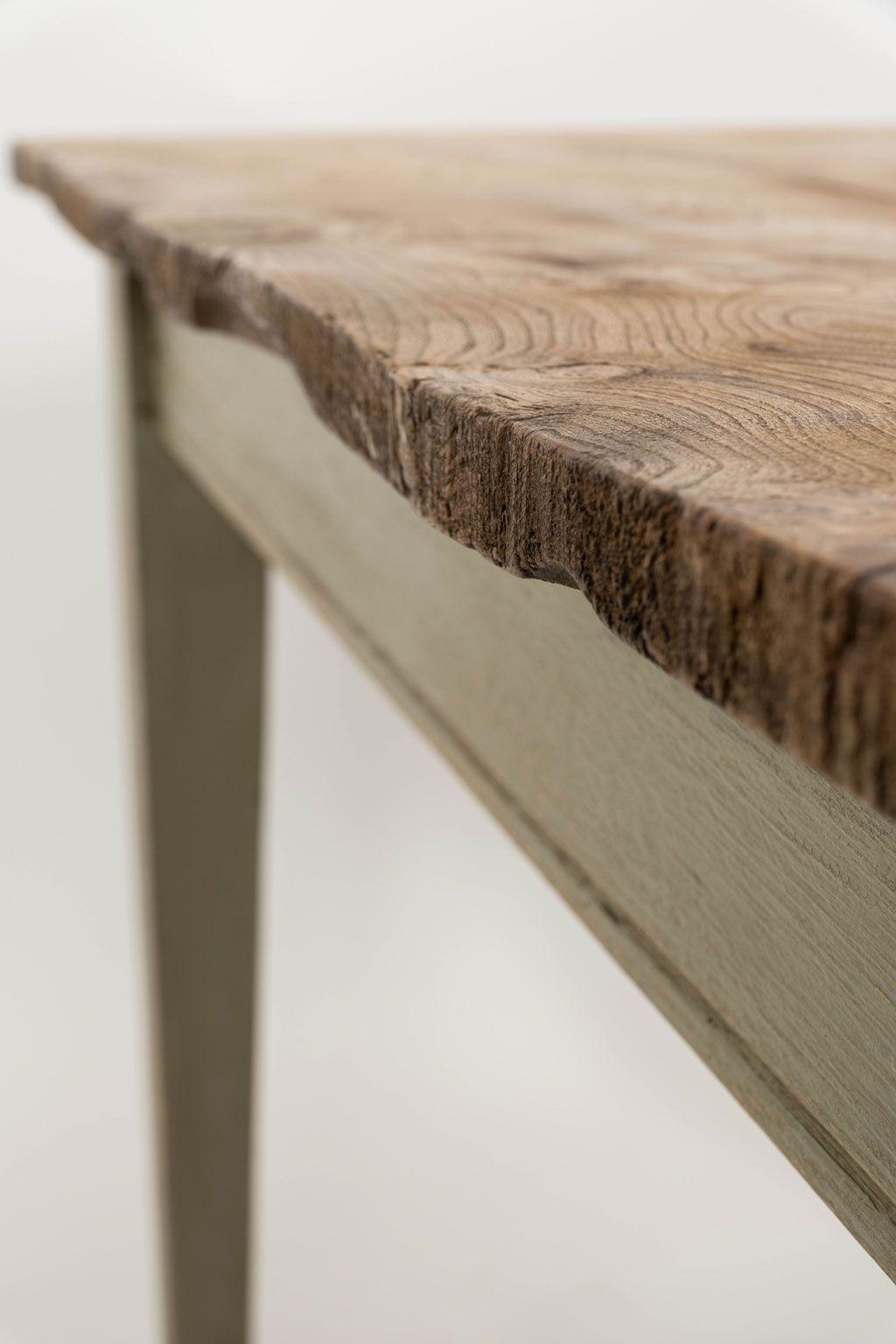 Sculpté à la main Dining Table with Burl Elm Two-Plank Top en vente