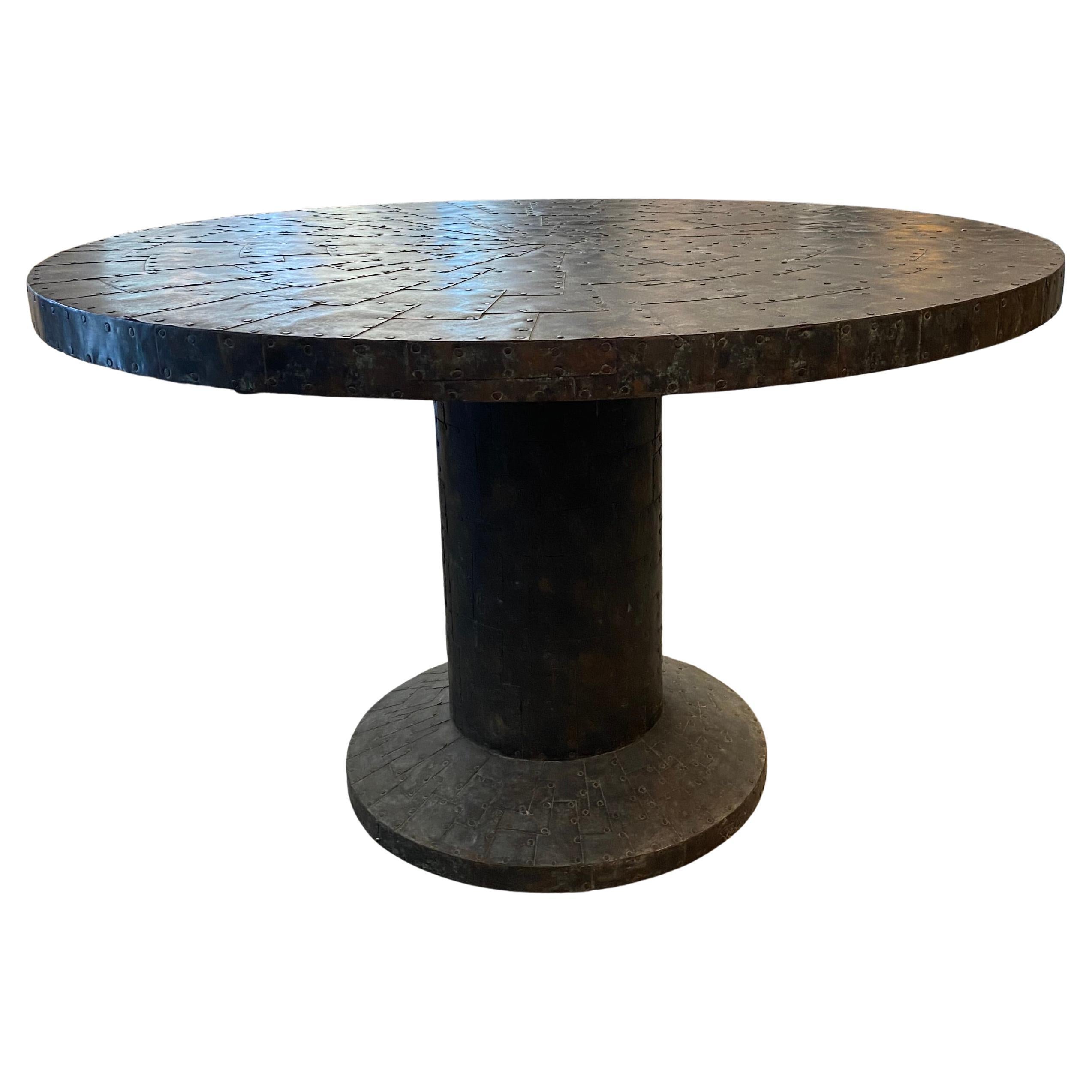 Dining Table with Copper Patchwork Finish by Maitland-Smith