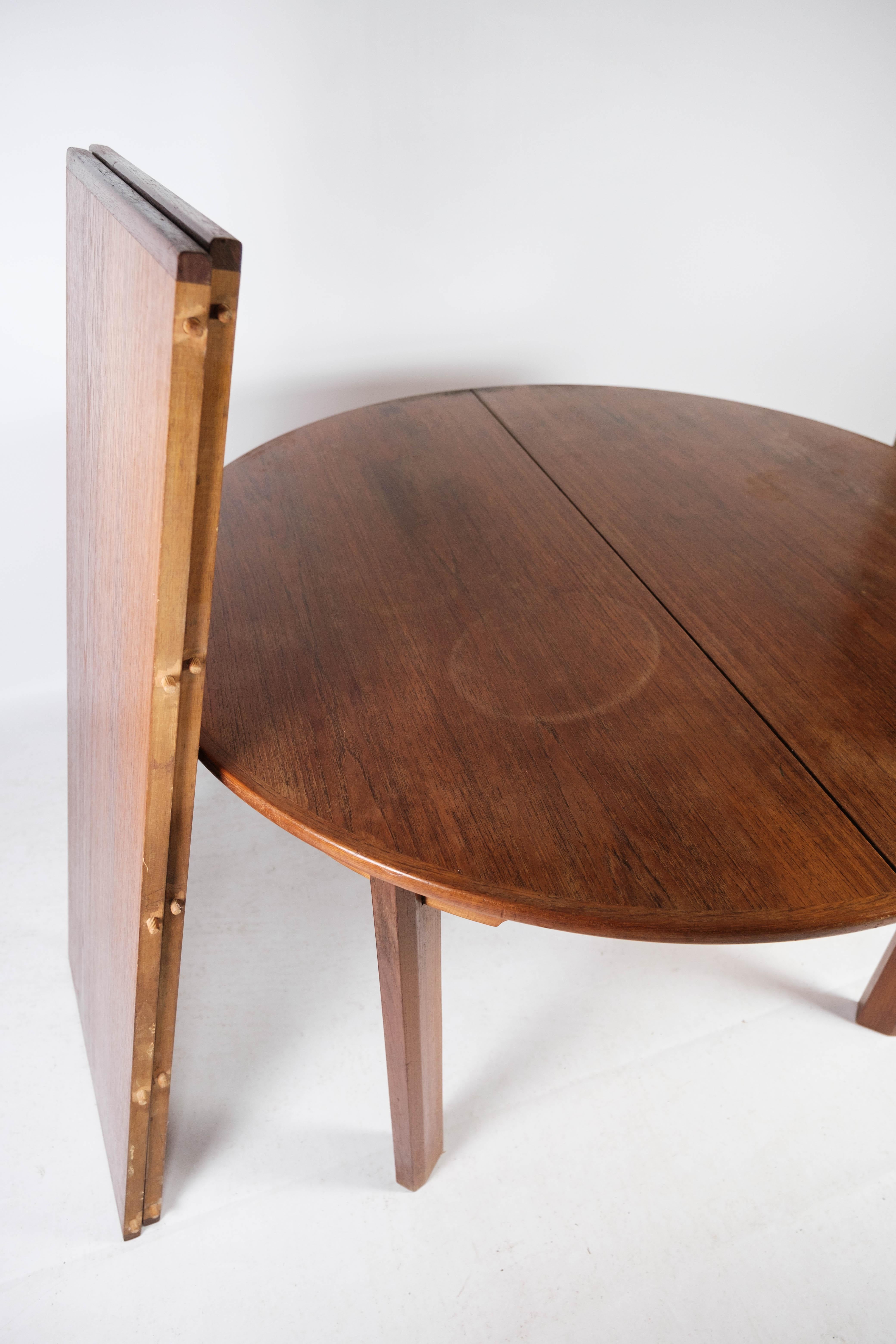 Dining Table With Extension Made In Teak Of Danish Design From 1960s For Sale 7