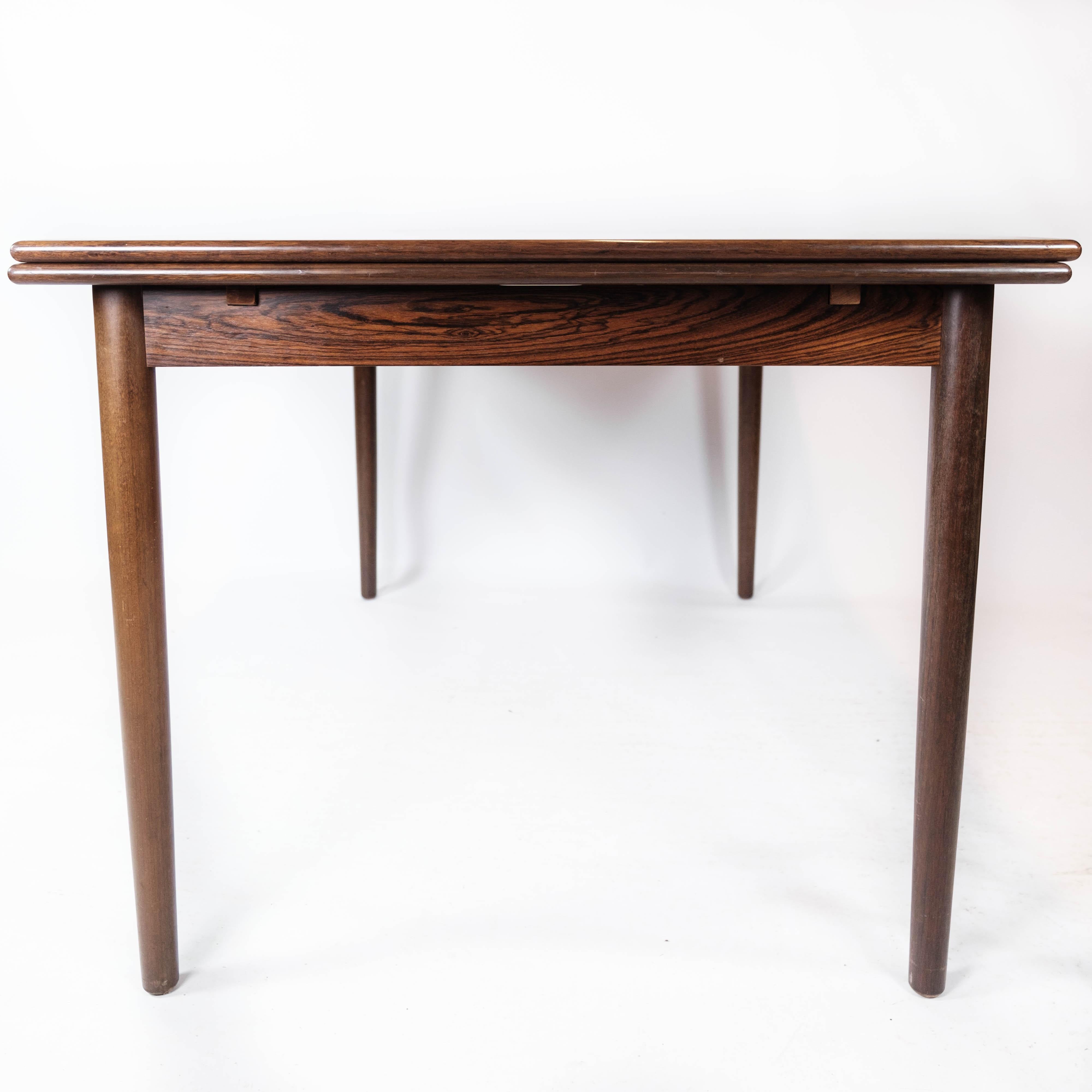 Dining Table With Extensions Made In Rosewood Danish Design From 1960s For Sale 7