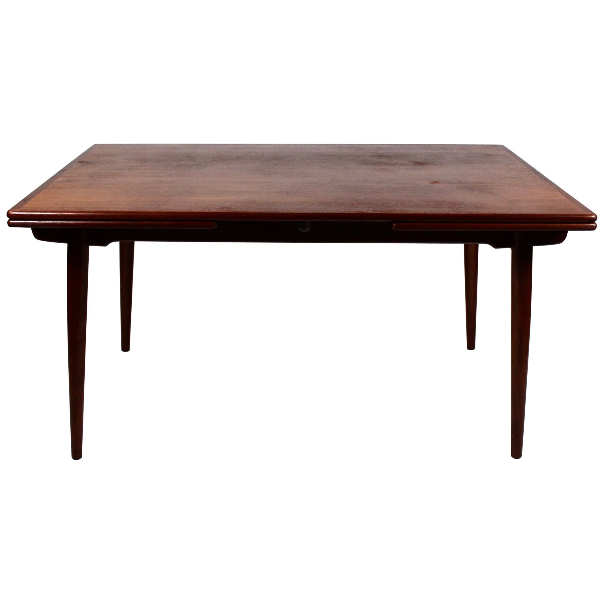 Dining Table with Extensions in Teak Designed by Hans J. Wegner, 1960s For Sale