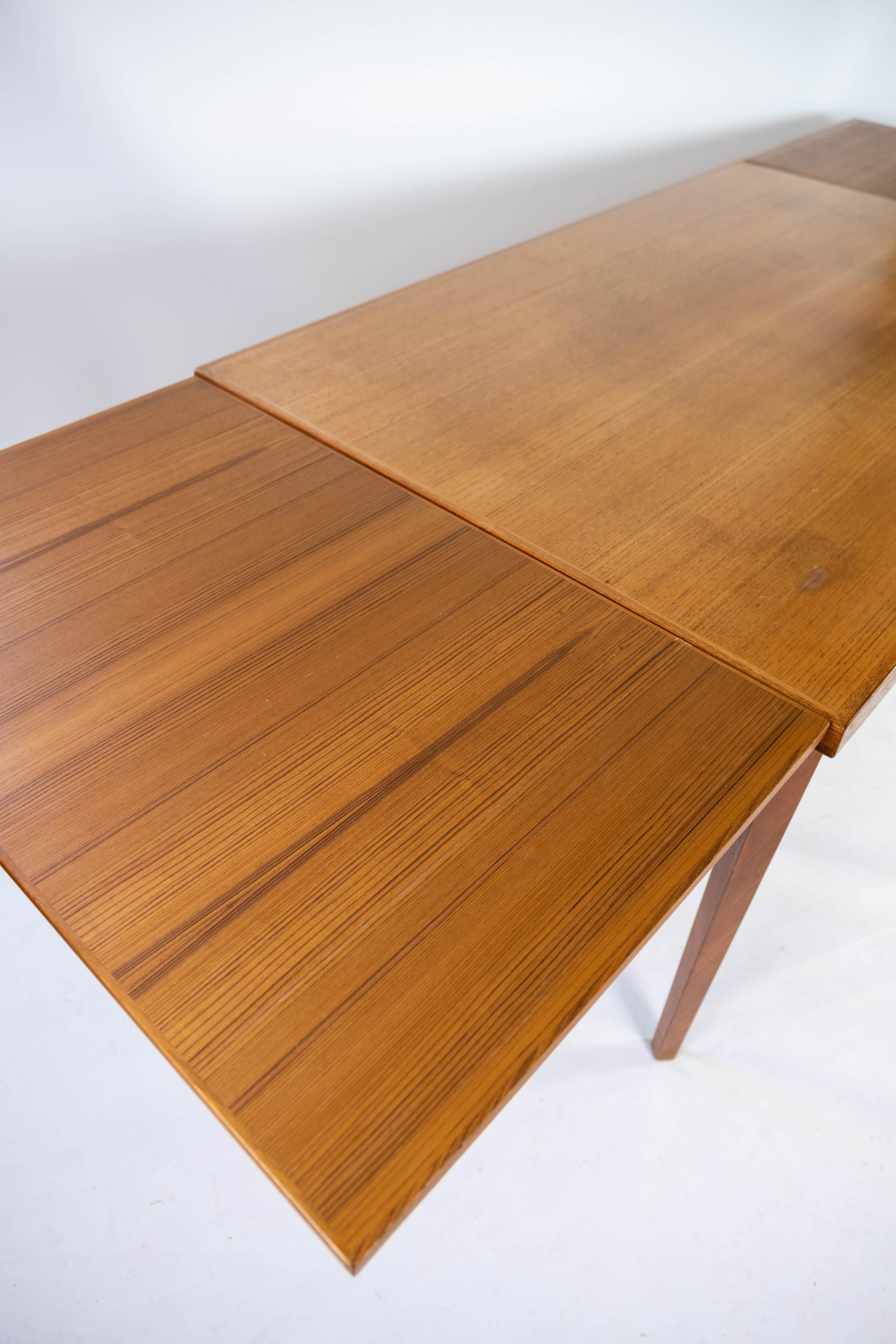 Dining Table With Extensions Made In Teak, Danish Design From 1960s For Sale 5