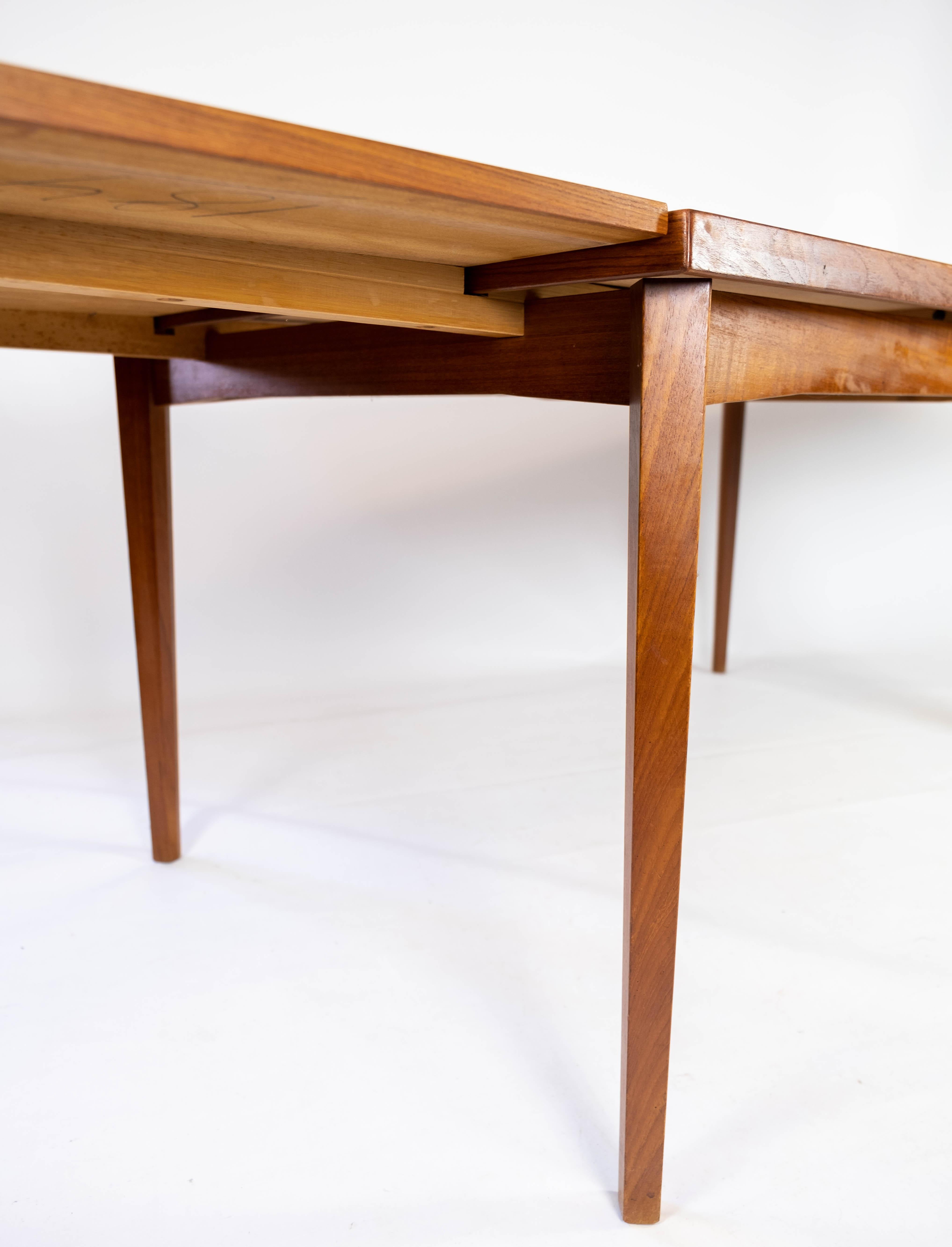Dining Table With Extensions Made In Teak, Danish Design From 1960s For Sale 6