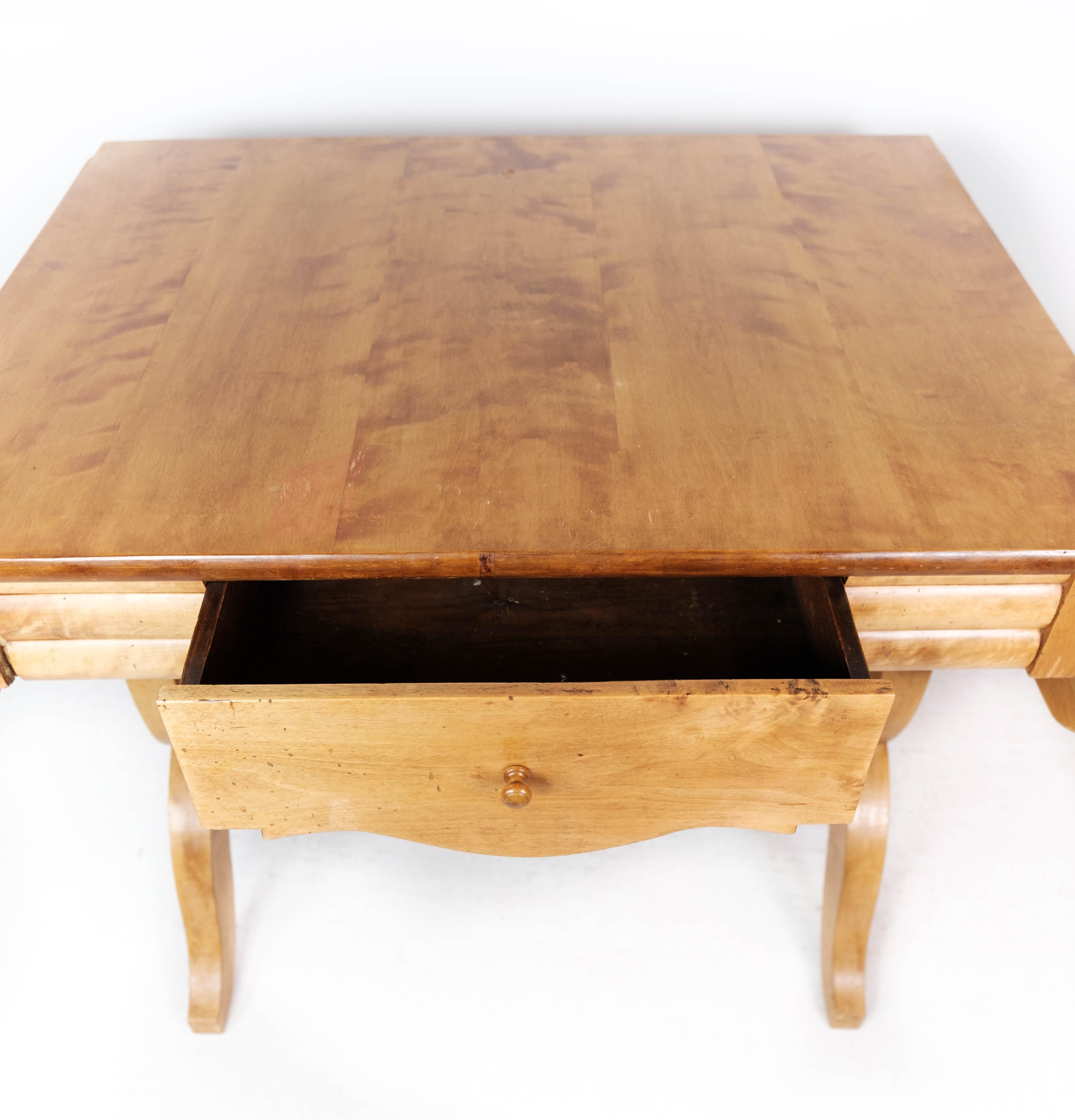 Danish Dining Table With Extensions Made In Birchwood From 1840s For Sale