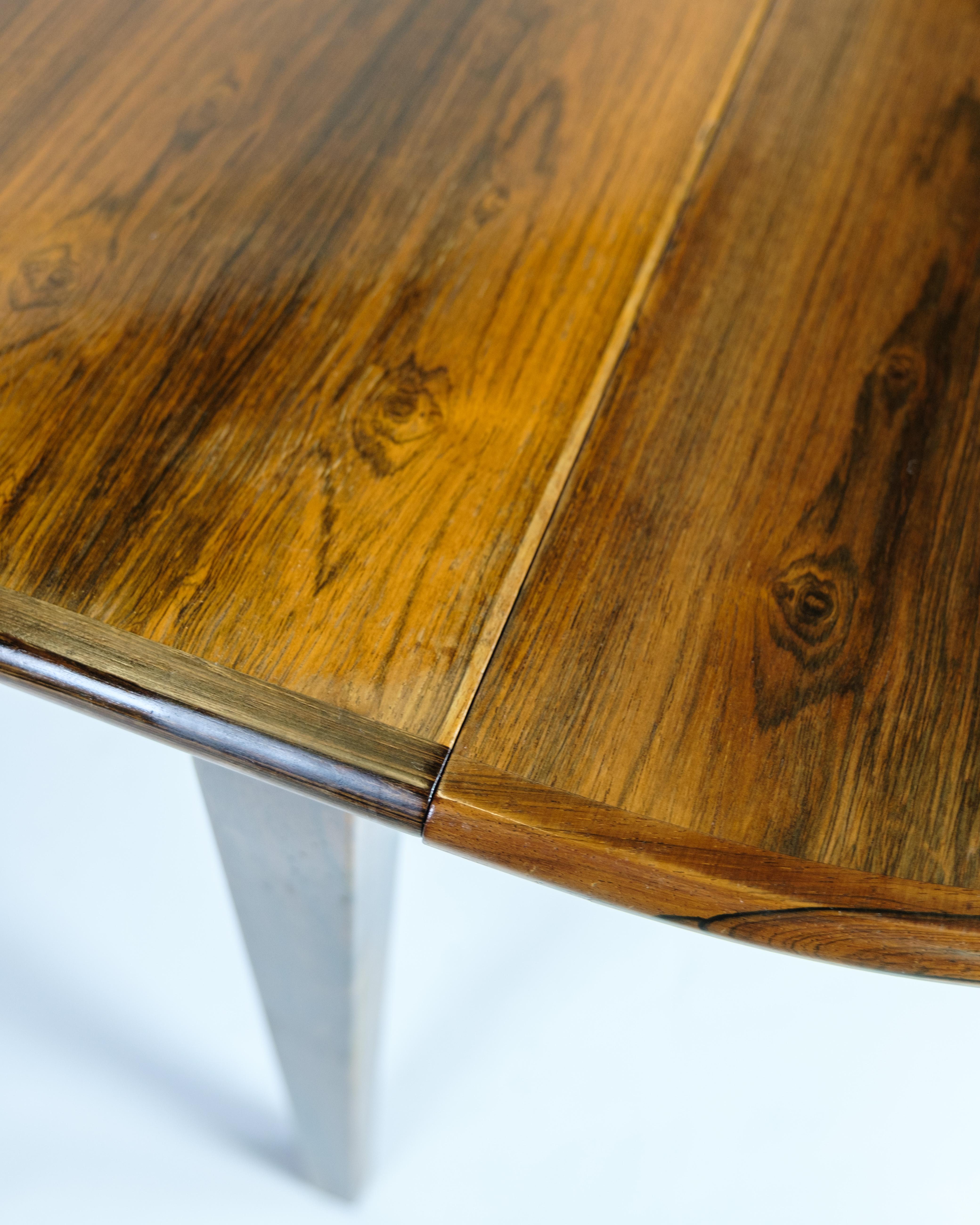 Dining Table With Flaps Made In Rosewood, Danish Design From 1960s For Sale 8