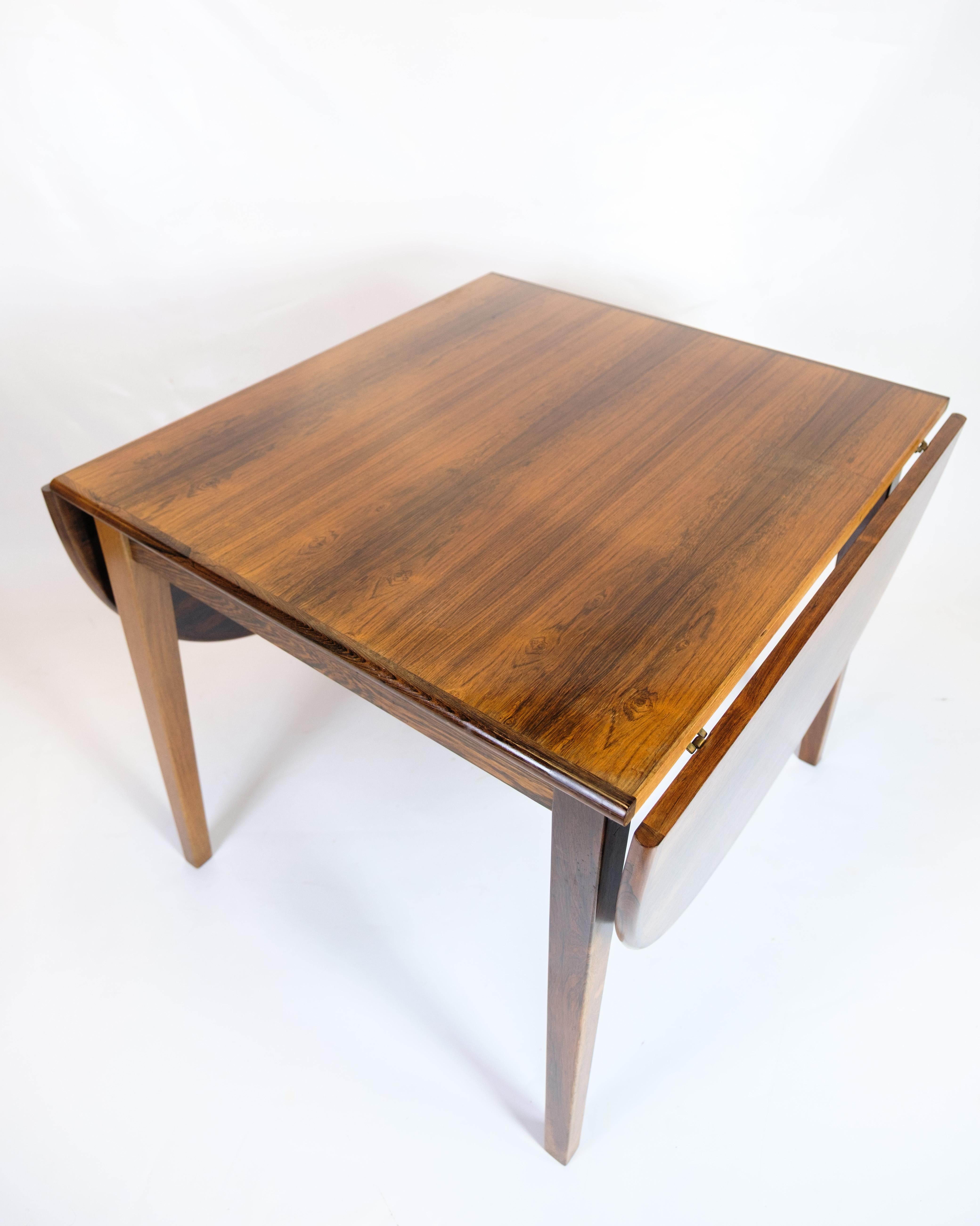 Dining Table With Flaps Made In Rosewood, Danish Design From 1960s For Sale 1