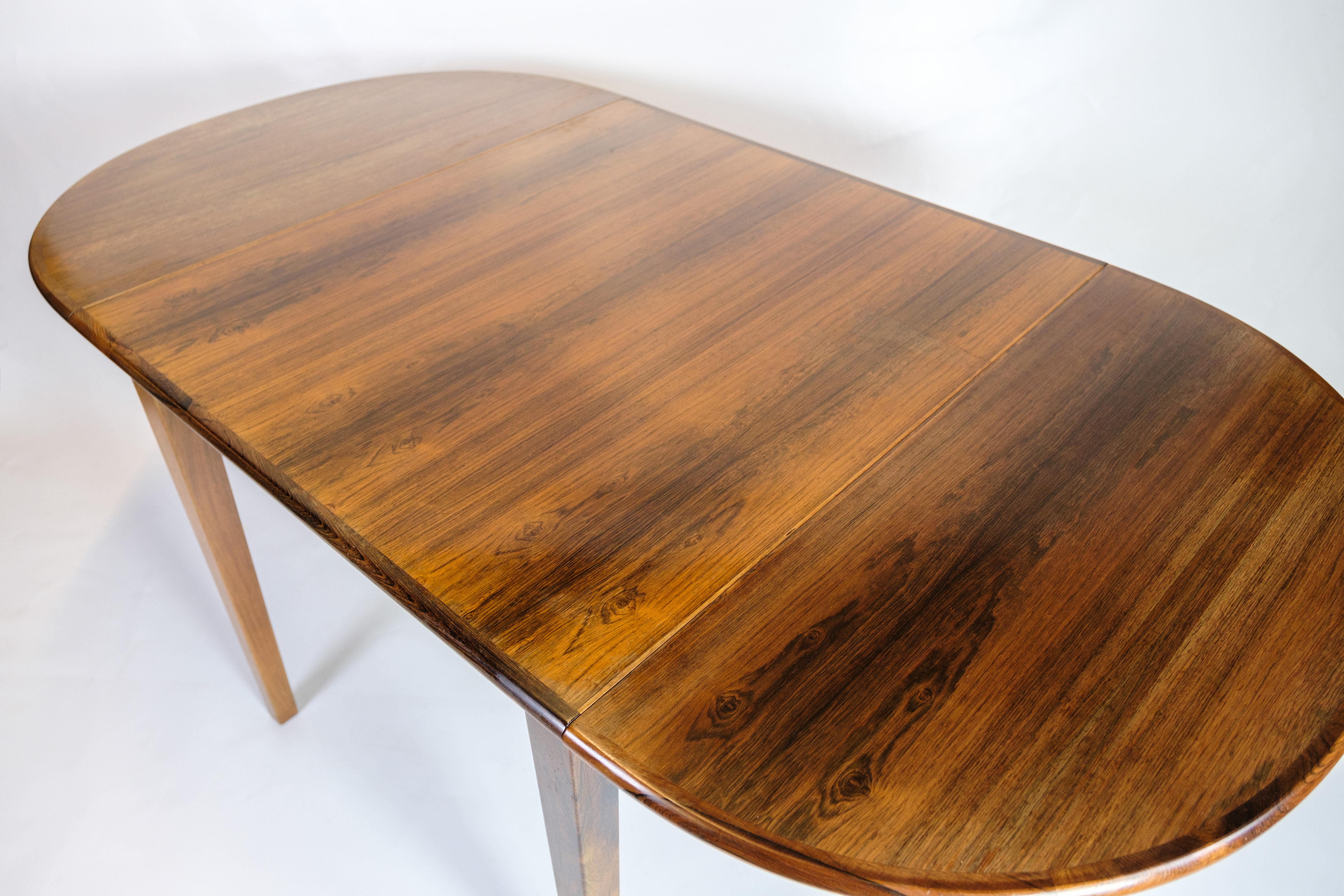 Dining Table With Flaps Made In Rosewood, Danish Design From 1960s For Sale 4