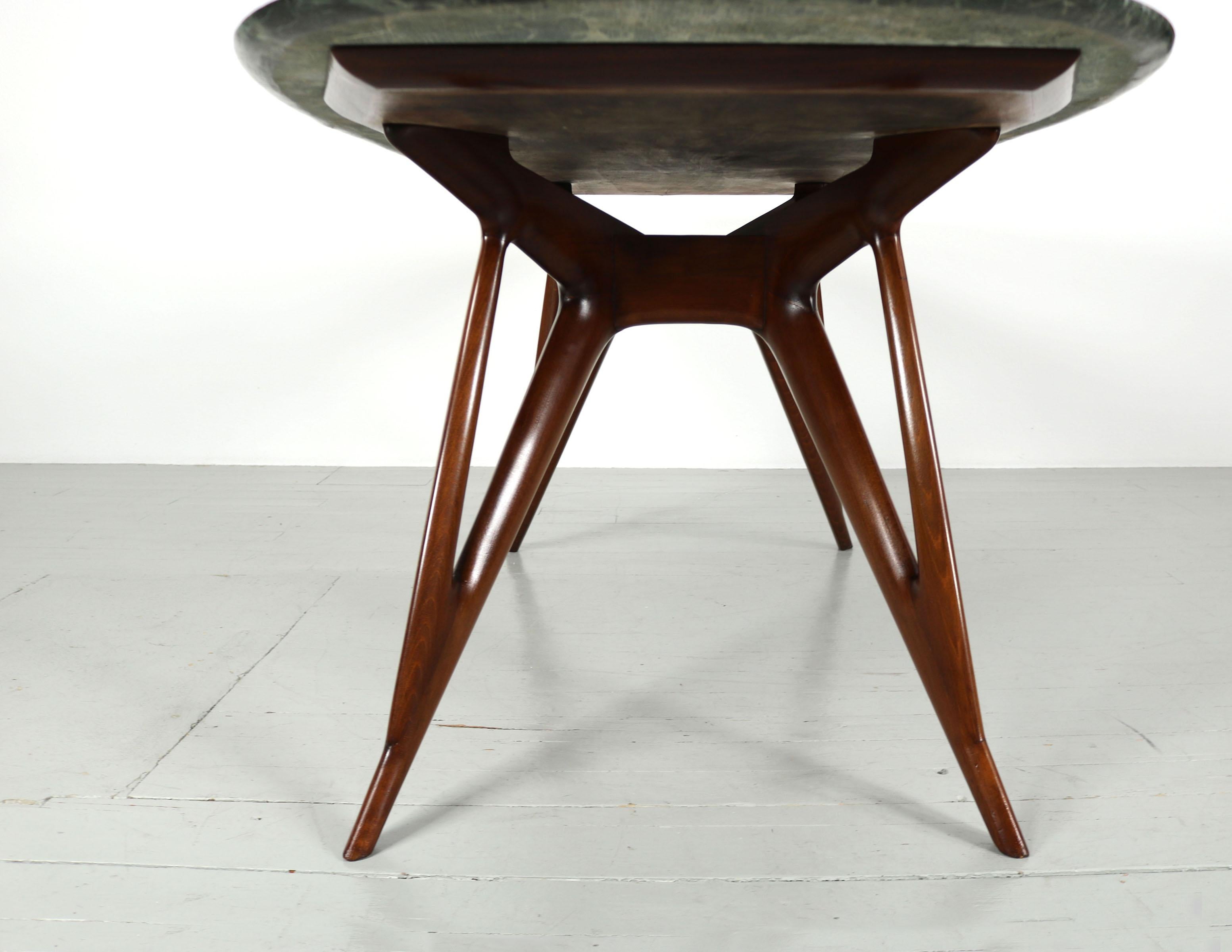 Dining Table with Green Marble Top, Italy 1950s For Sale 6