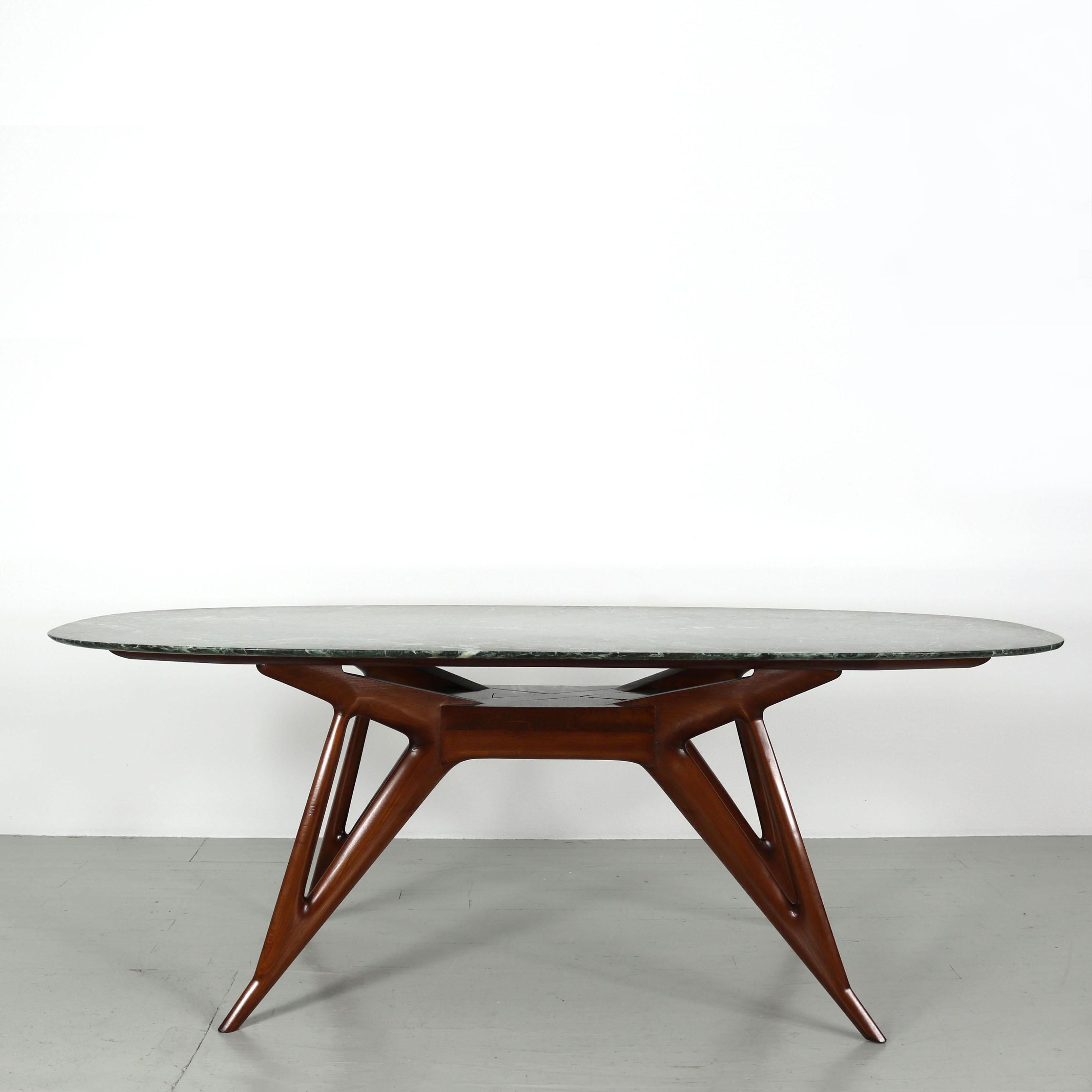 Dining Table with Green Marble Top, Italy 1950s For Sale 7