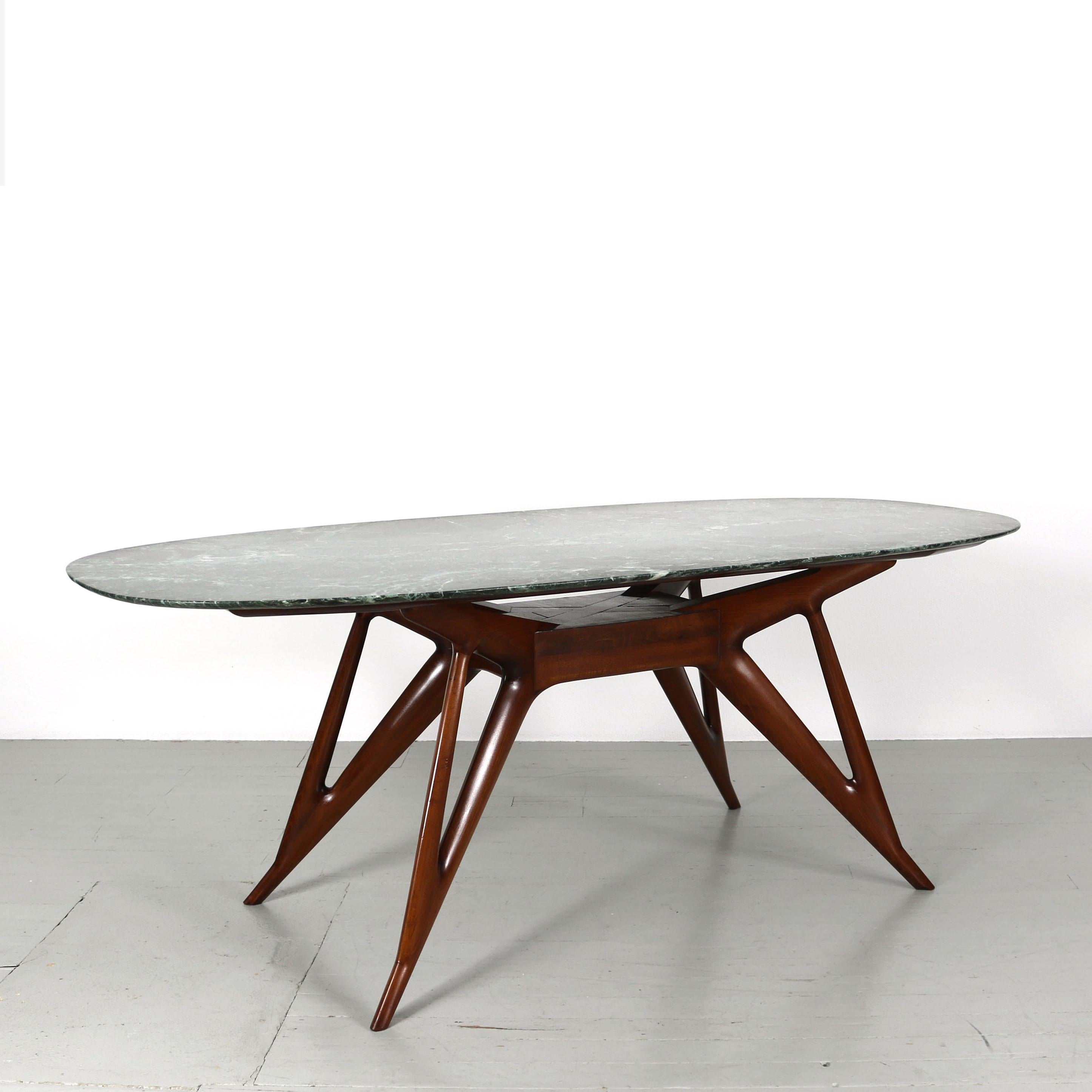 Dining Table with Green Marble Top, Italy 1950s For Sale 8