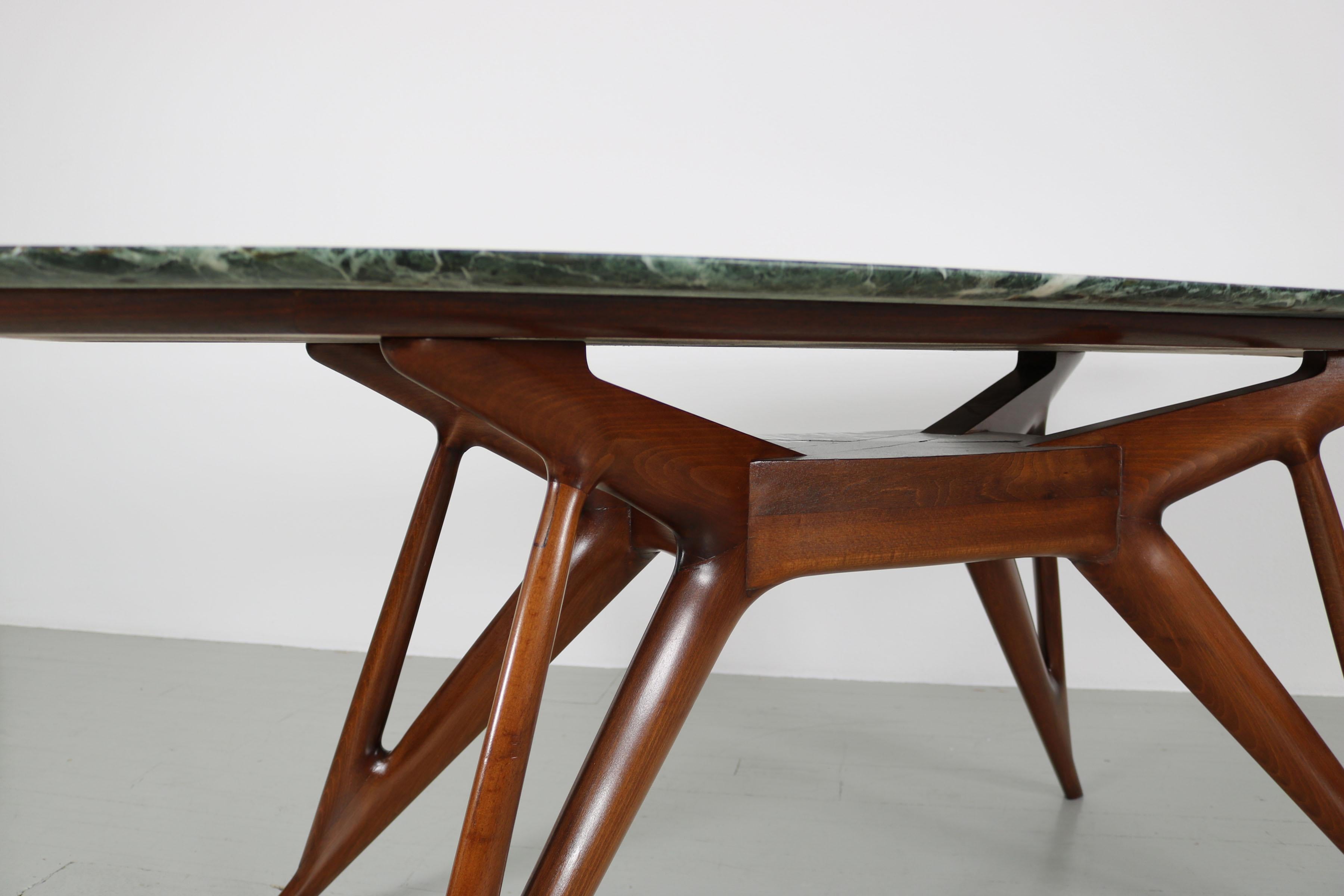 Italian Dining Table with Green Marble Top, Italy 1950s For Sale
