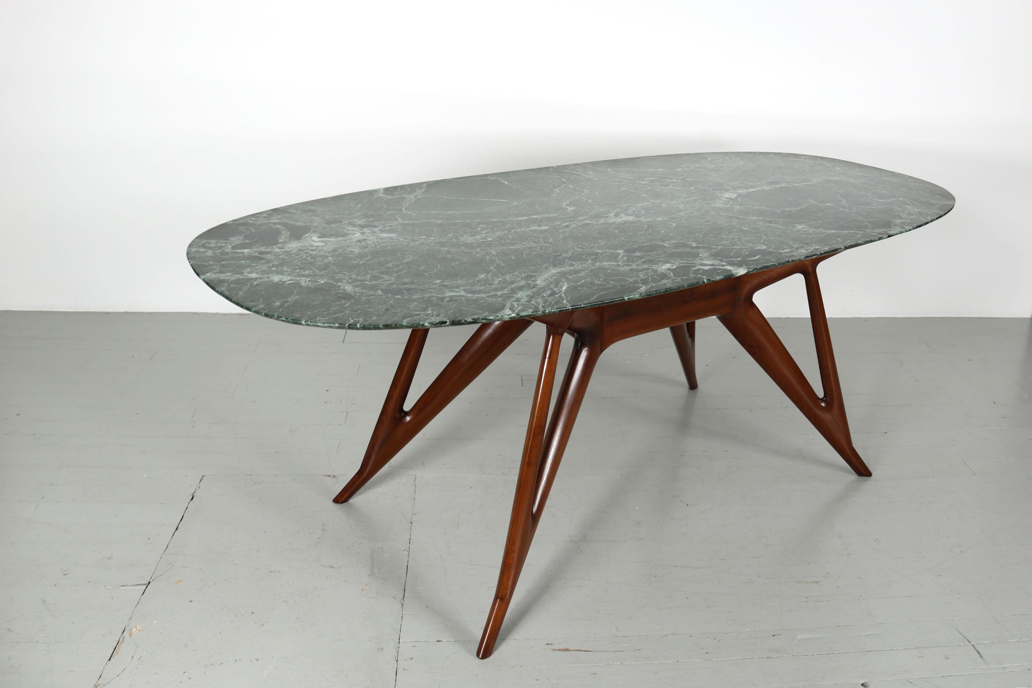 Dining Table with Green Marble Top, Italy 1950s For Sale 2