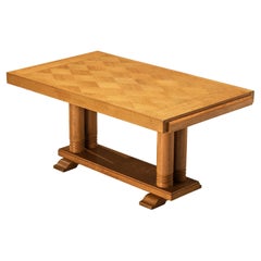 Table à manger avec plateau de table incrusté en chêne massif