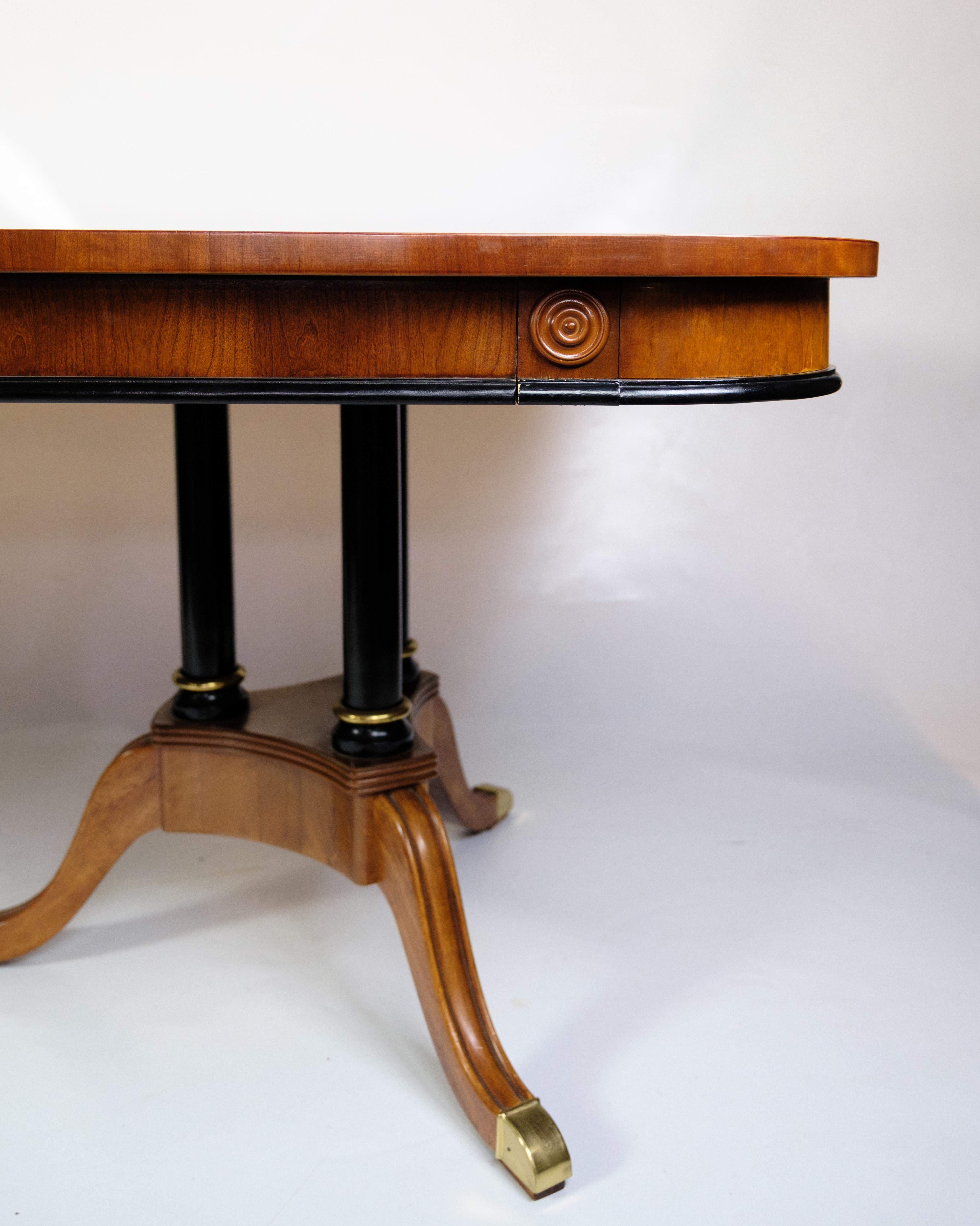 Table de salle à manger avec intarsia en acajou et bouleau des années 1900 Bon état - En vente à Lejre, DK