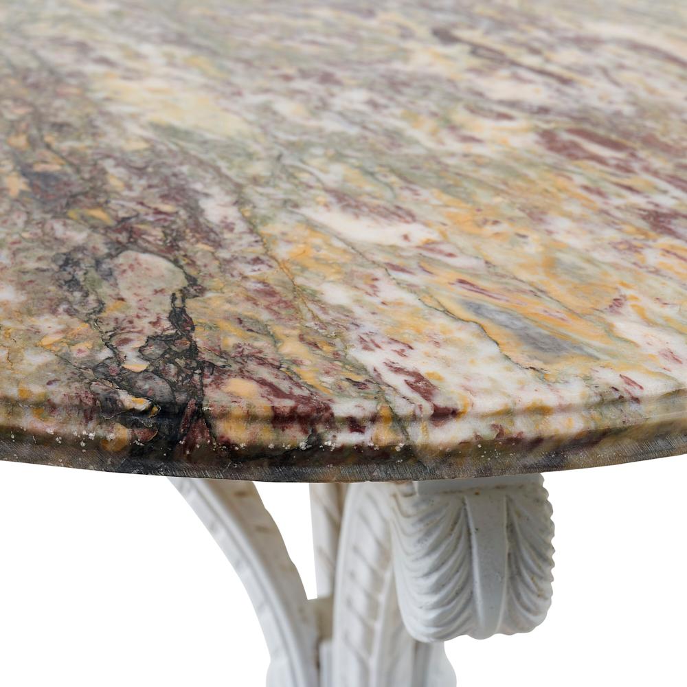 Dining Table with Marble Top and Painted Carved Base  2