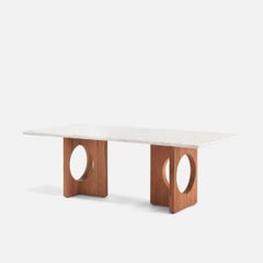 Dining table with Marble Top & Wooden Legs