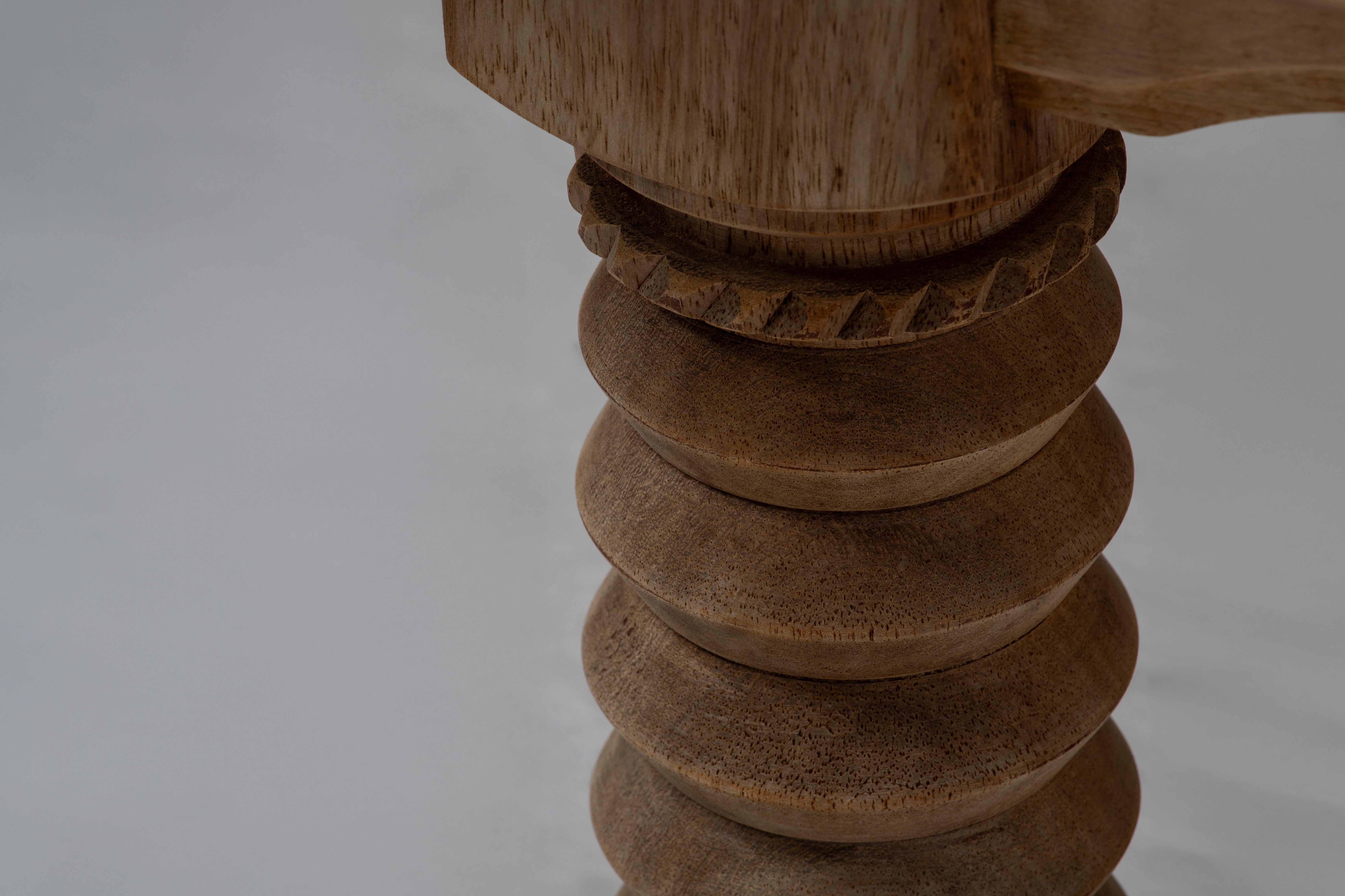 Dining Table with “Presse à Vin” Legs, Bleached Oak, France, 1940s For Sale 3