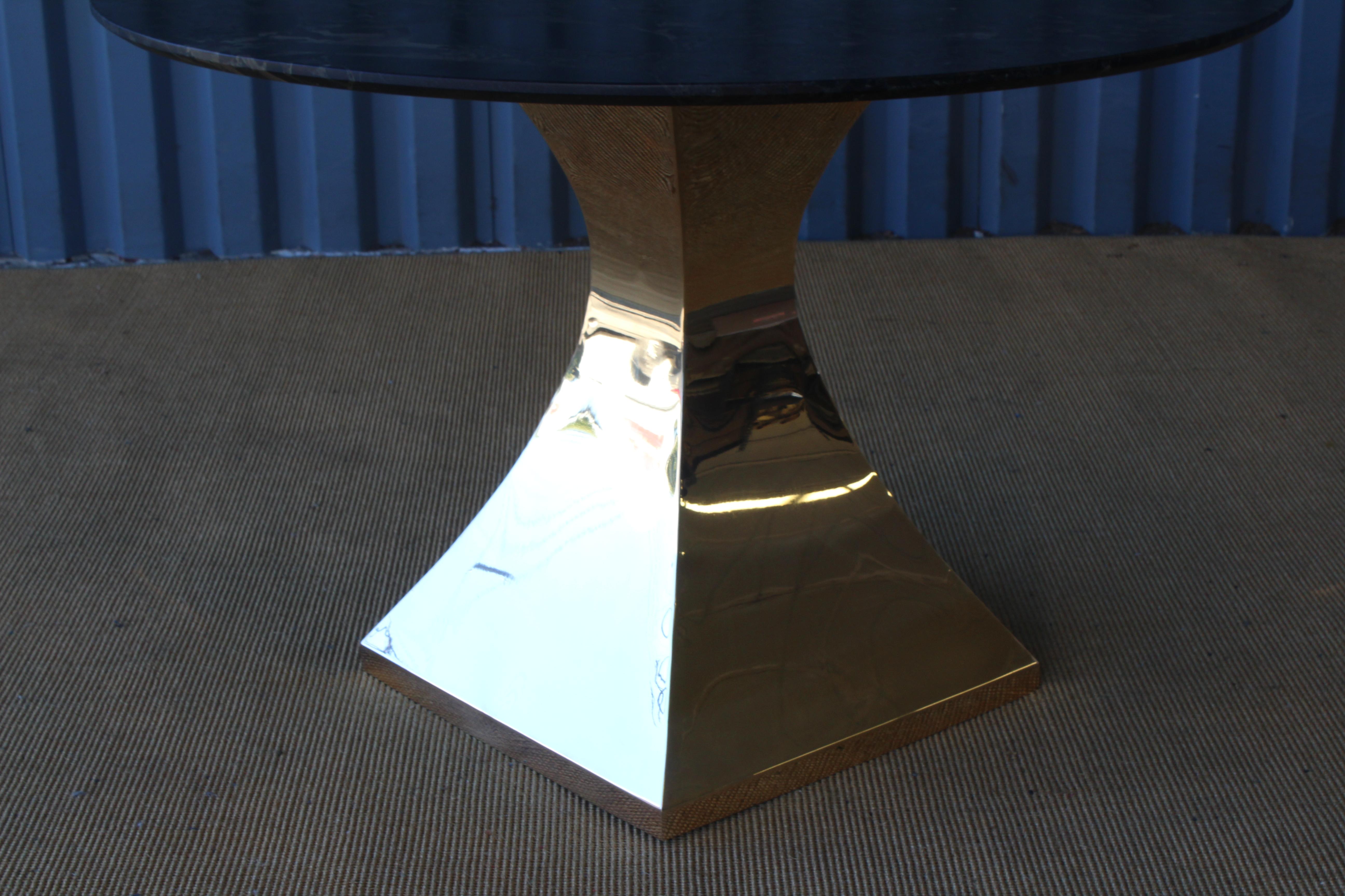 Dining Table with Quartz Stone Top on a Brass Plated Base 1