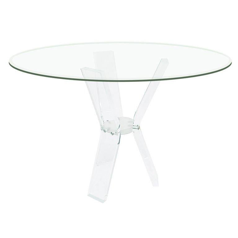 Dining Table with Sculptural Lucite Base In Excellent Condition For Sale In New York, NY